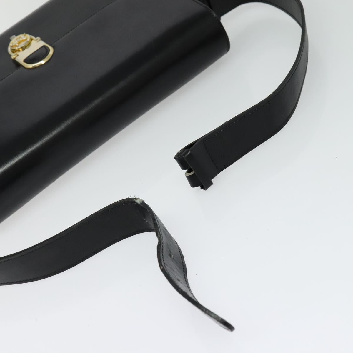 CELINE Shoulder Bag Leather Black Gold Auth fm4838