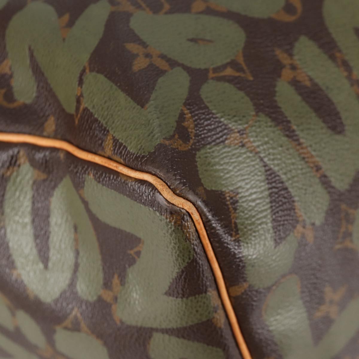 LOUIS VUITTON Monogram Graffiti Keepall 50 Boston Bag Khaki M92196 Auth fm4841SAV