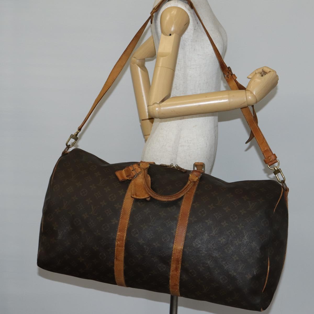 LOUIS VUITTON Monogram Keepall Bandouliere 60 Boston Bag M41412 LV Auth fm4855