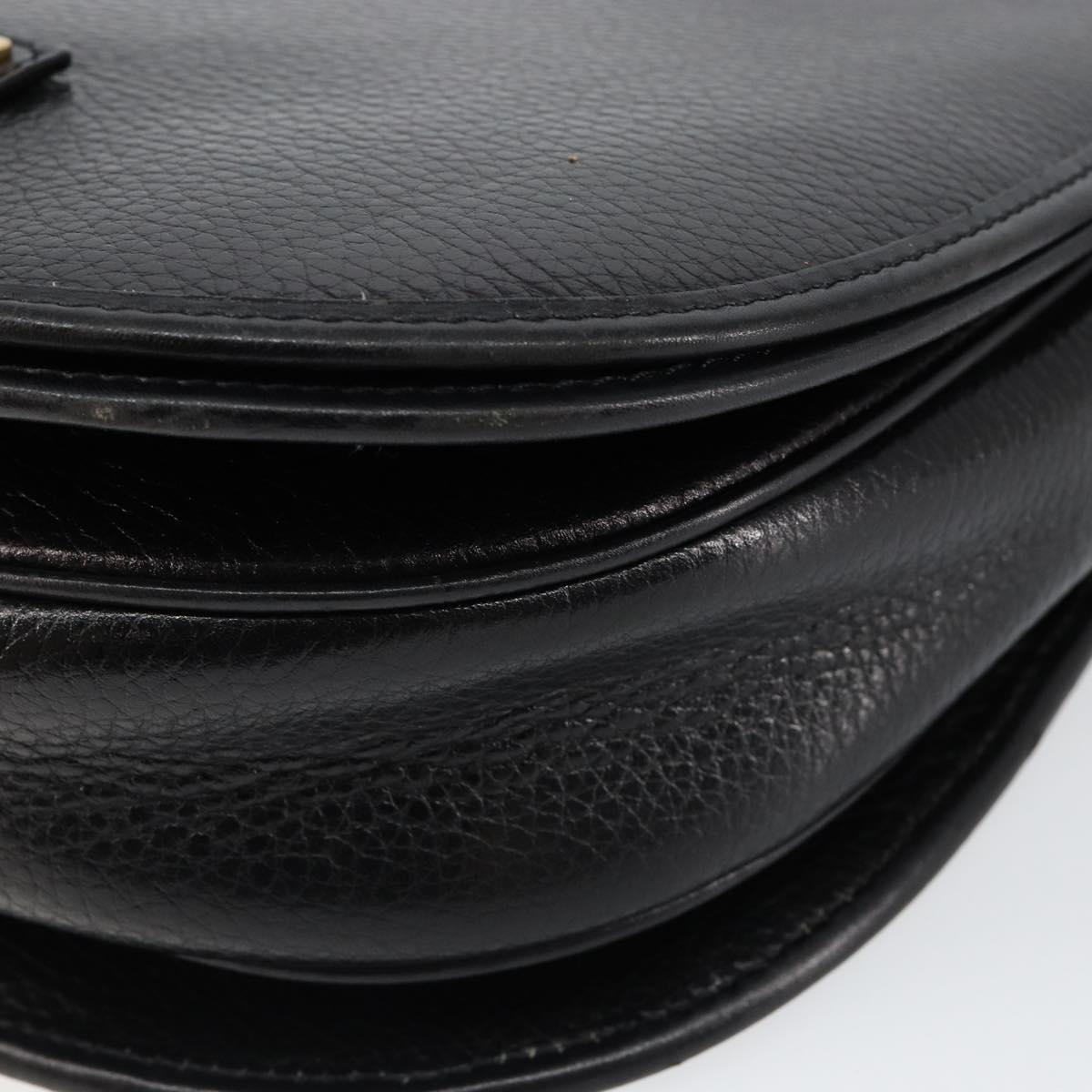 CELINE Shoulder Bag Leather Black Gold Auth fm4869