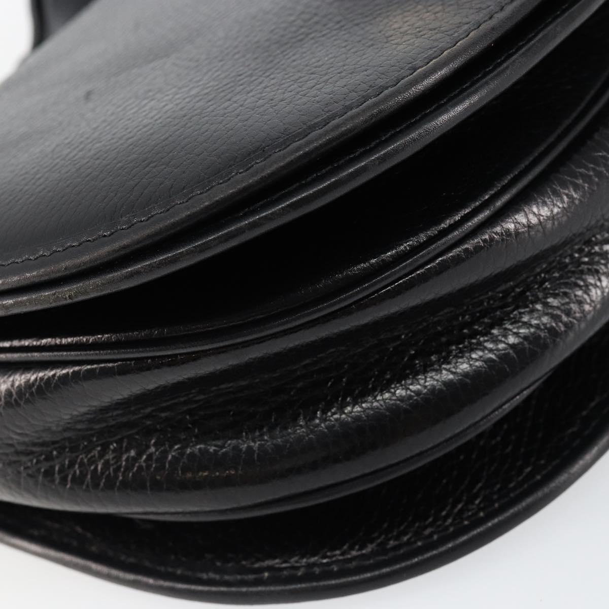 CELINE Shoulder Bag Leather Black Gold Auth fm4869