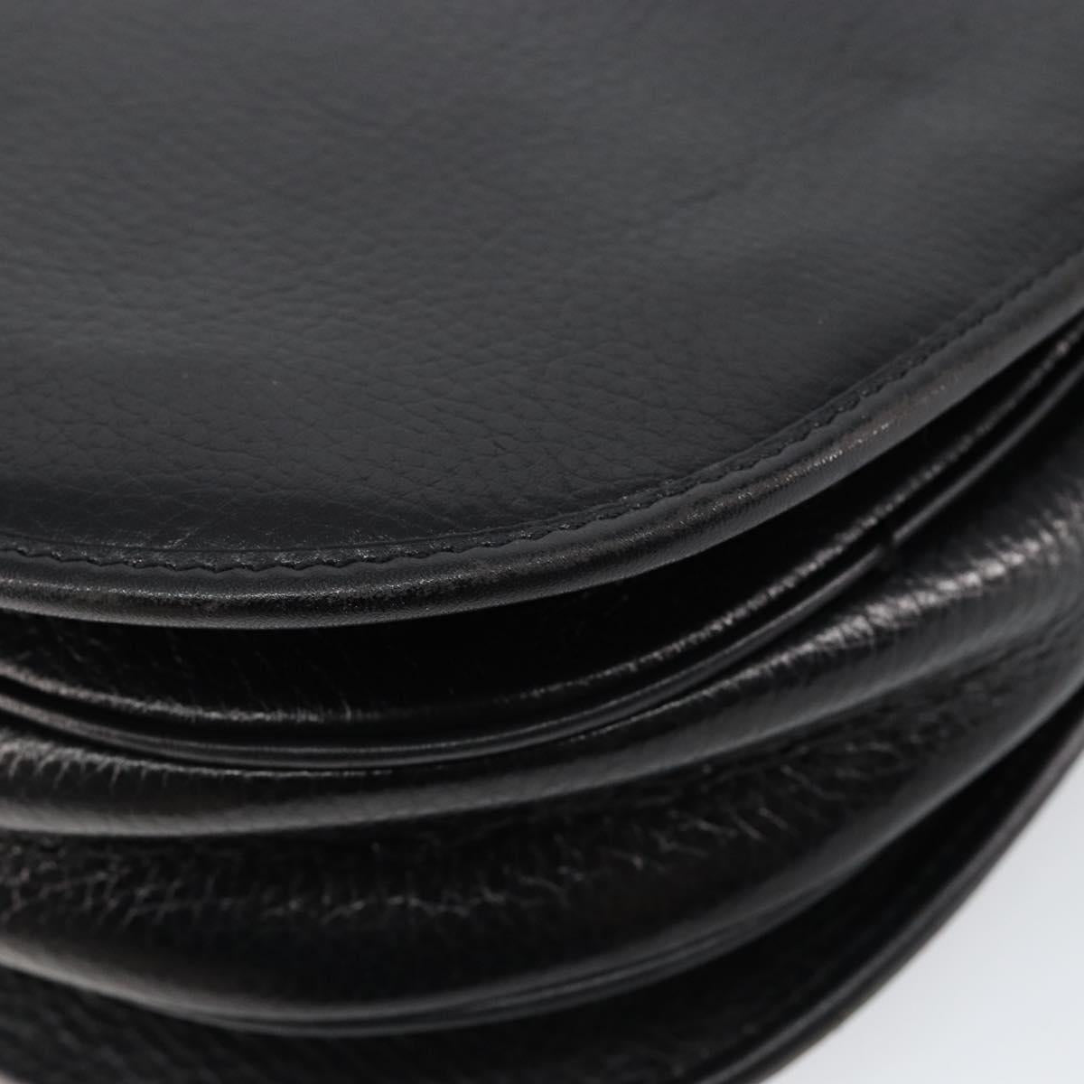 CELINE Shoulder Bag Leather Black Gold Auth fm4869