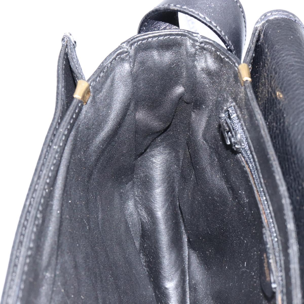 CELINE Shoulder Bag Leather Black Gold Auth fm4869