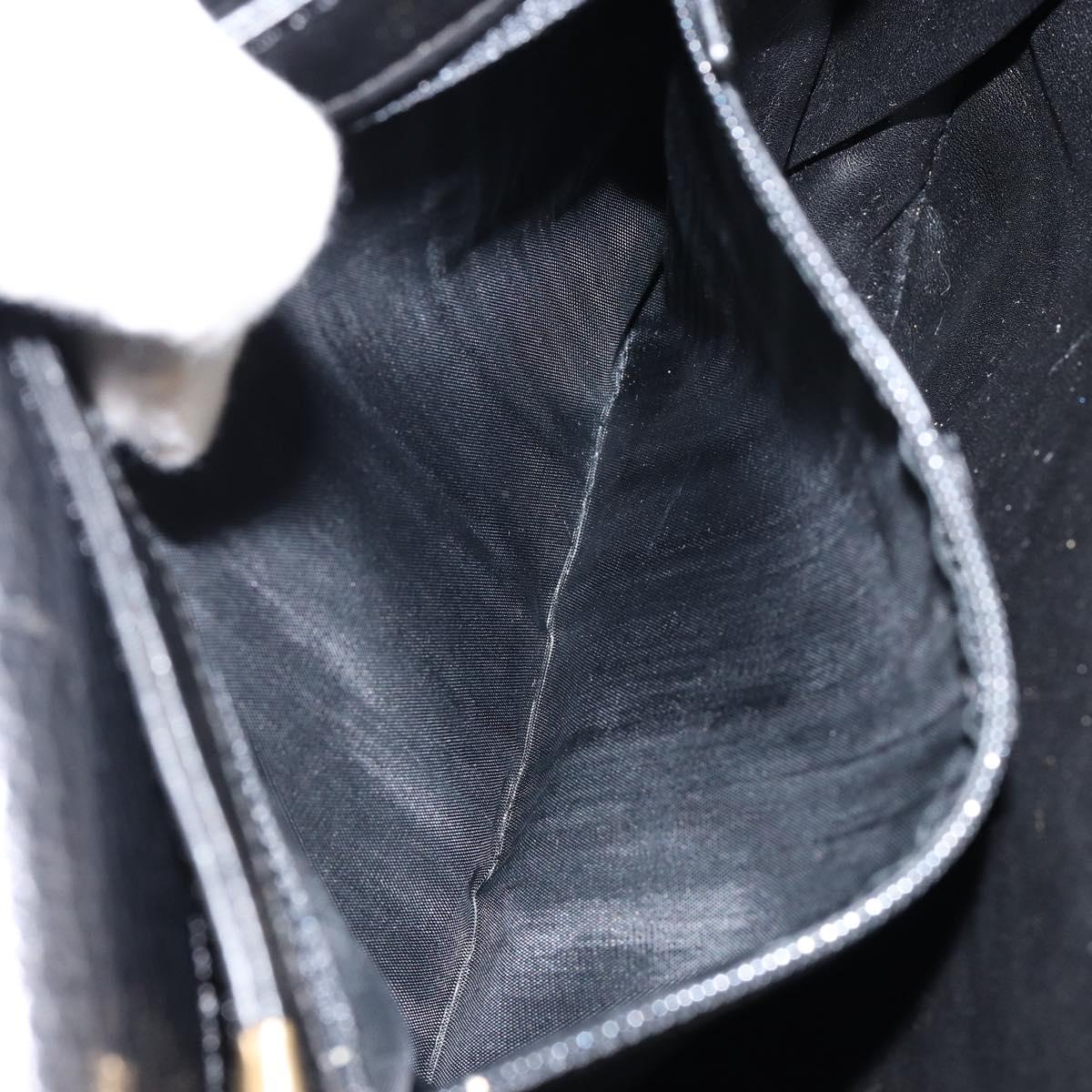 CELINE Shoulder Bag Leather Black Gold Auth fm4869