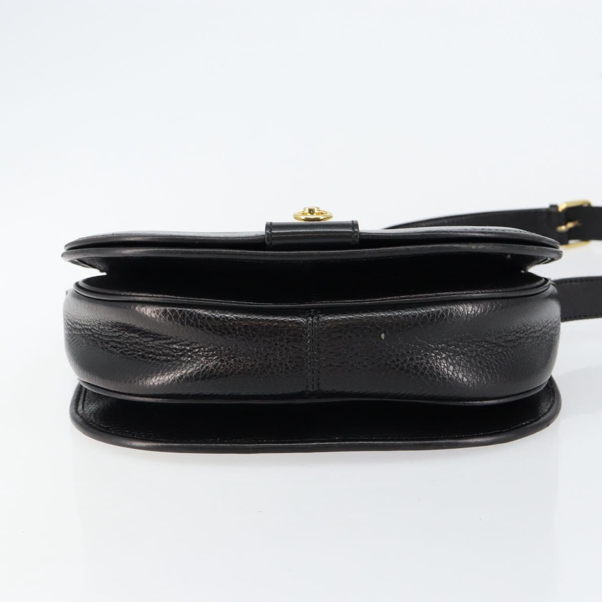 CELINE Shoulder Bag Leather Black Gold Auth fm4869