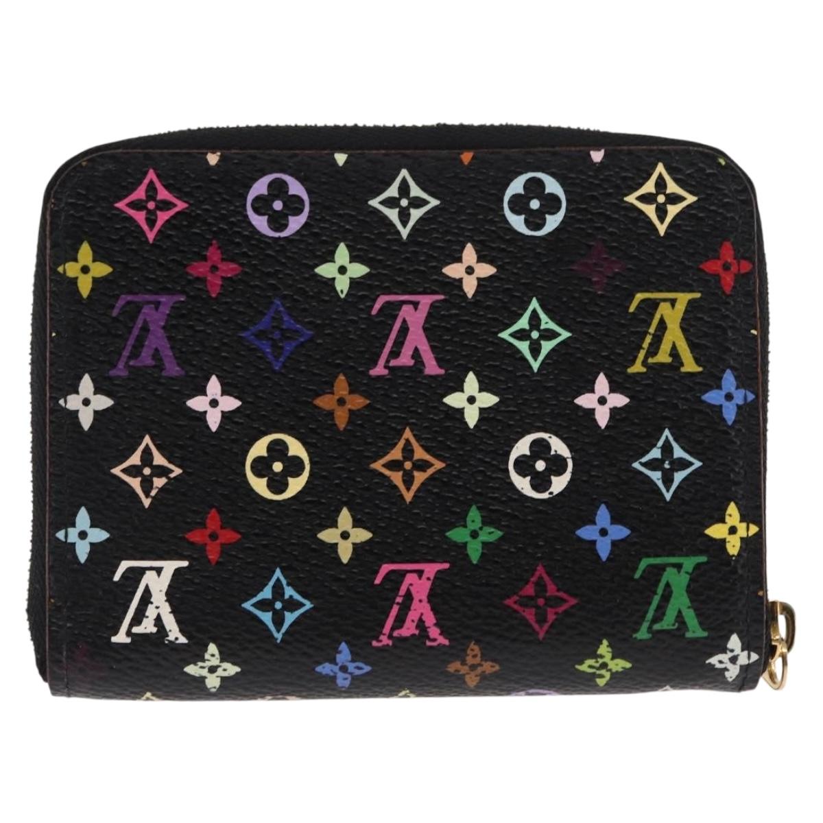 LOUIS VUITTON Monogram Multicolor Zippy Coin Purse Black M93740 LV Auth fm4871
