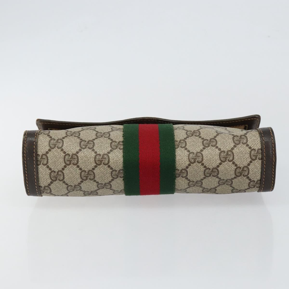 GUCCI GG Supreme Web Sherry Line Bag PVC Beige Red 41 014 3087 25 Auth fm4873