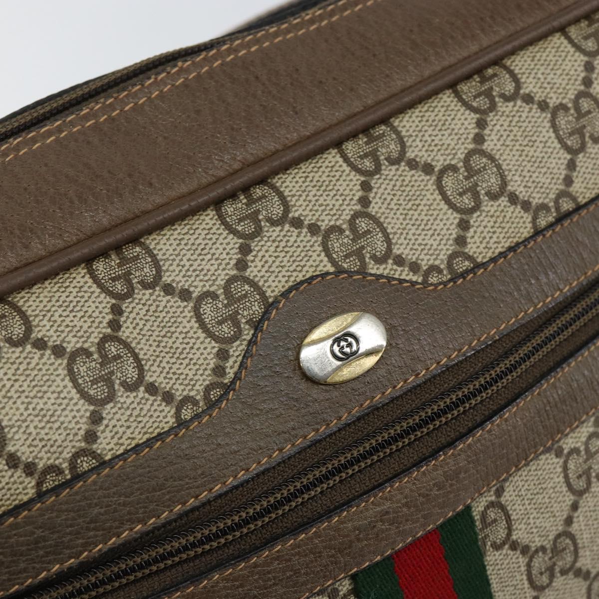 GUCCI GG Supreme Web Sherry Line Bag PVC Beige Gold 98 02 005 Auth fm4874