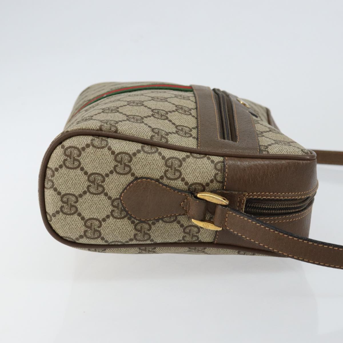 GUCCI GG Supreme Web Sherry Line Bag PVC Beige Gold 98 02 005 Auth fm4874