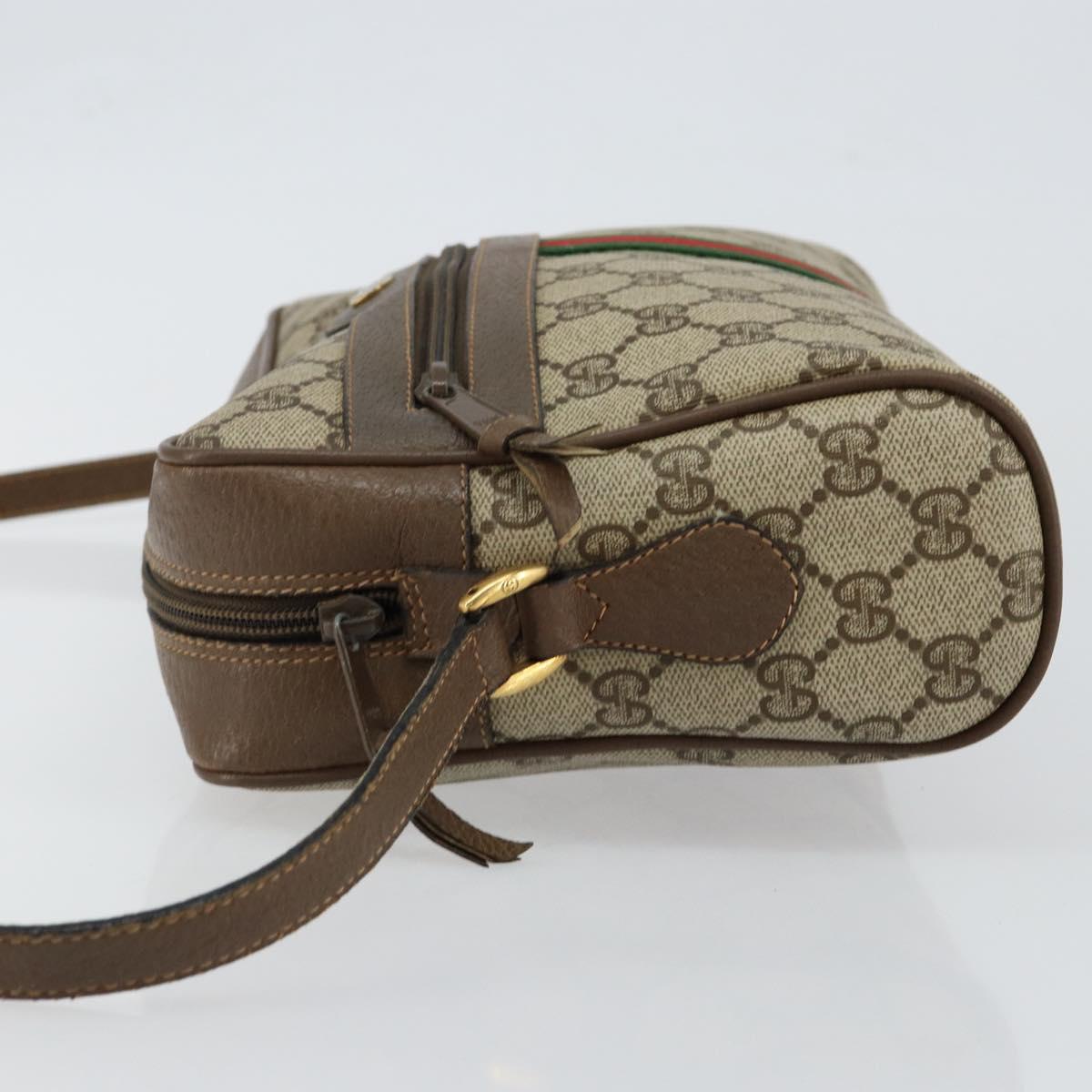 GUCCI GG Supreme Web Sherry Line Bag PVC Beige Gold 98 02 005 Auth fm4874