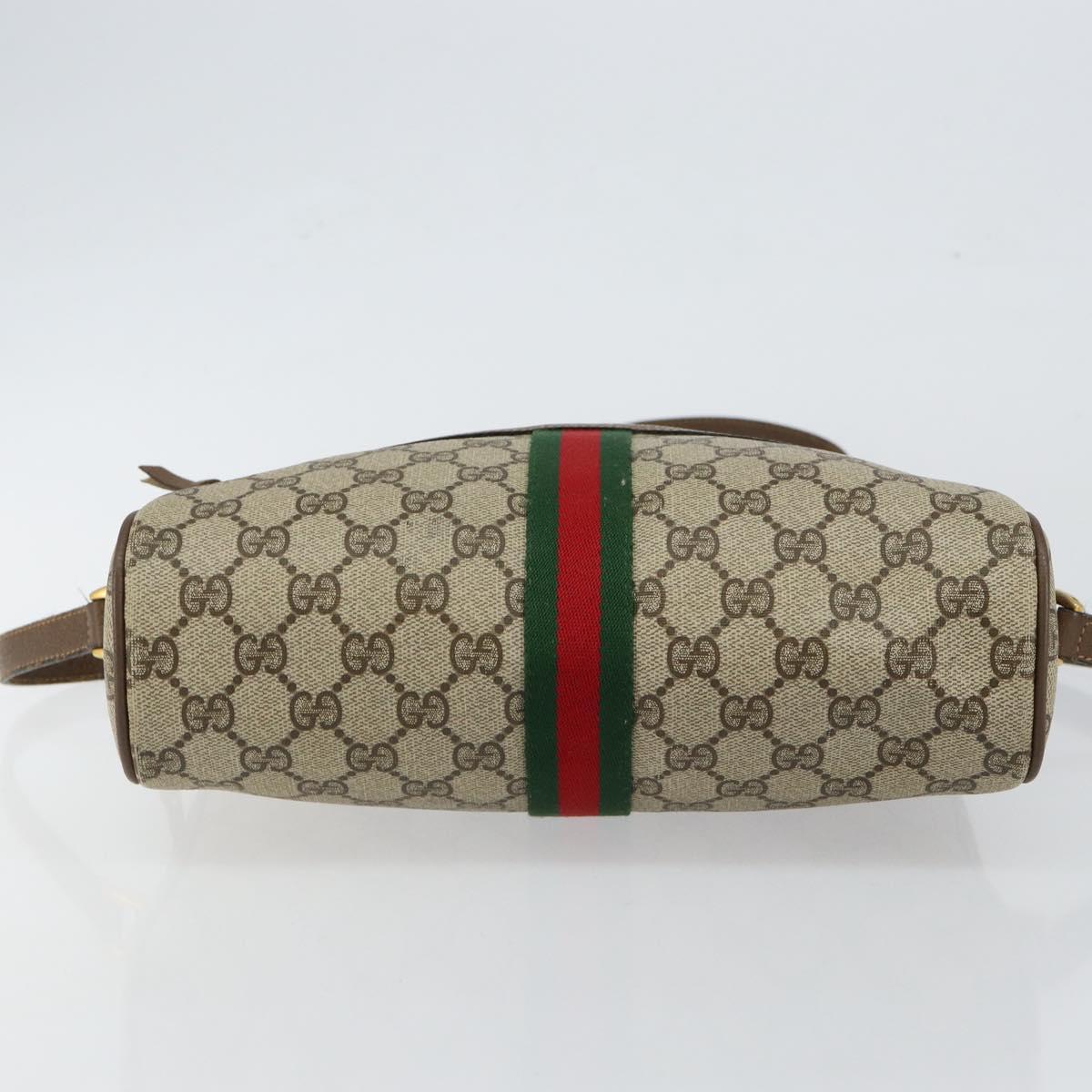 GUCCI GG Supreme Web Sherry Line Bag PVC Beige Gold 98 02 005 Auth fm4874