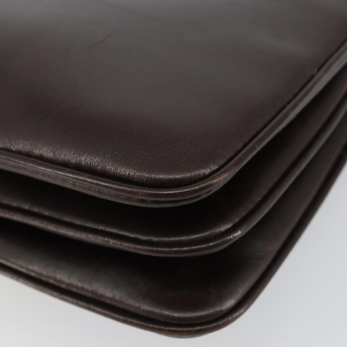 GUCCI Shoulder Bag Leather Brown Gold Auth fm4876