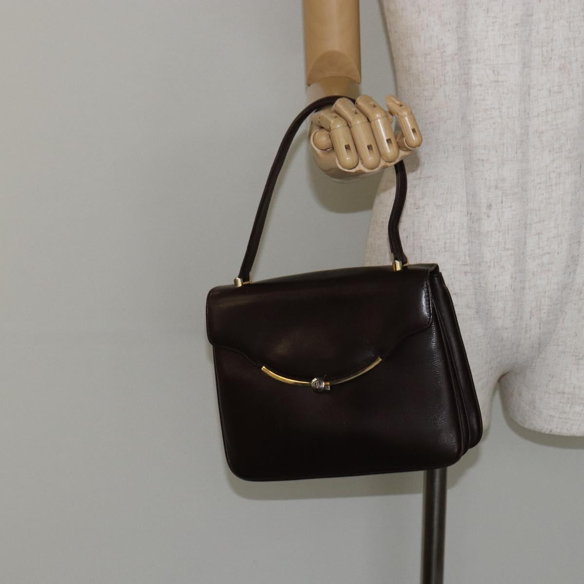 GUCCI Shoulder Bag Leather Brown Gold Auth fm4876