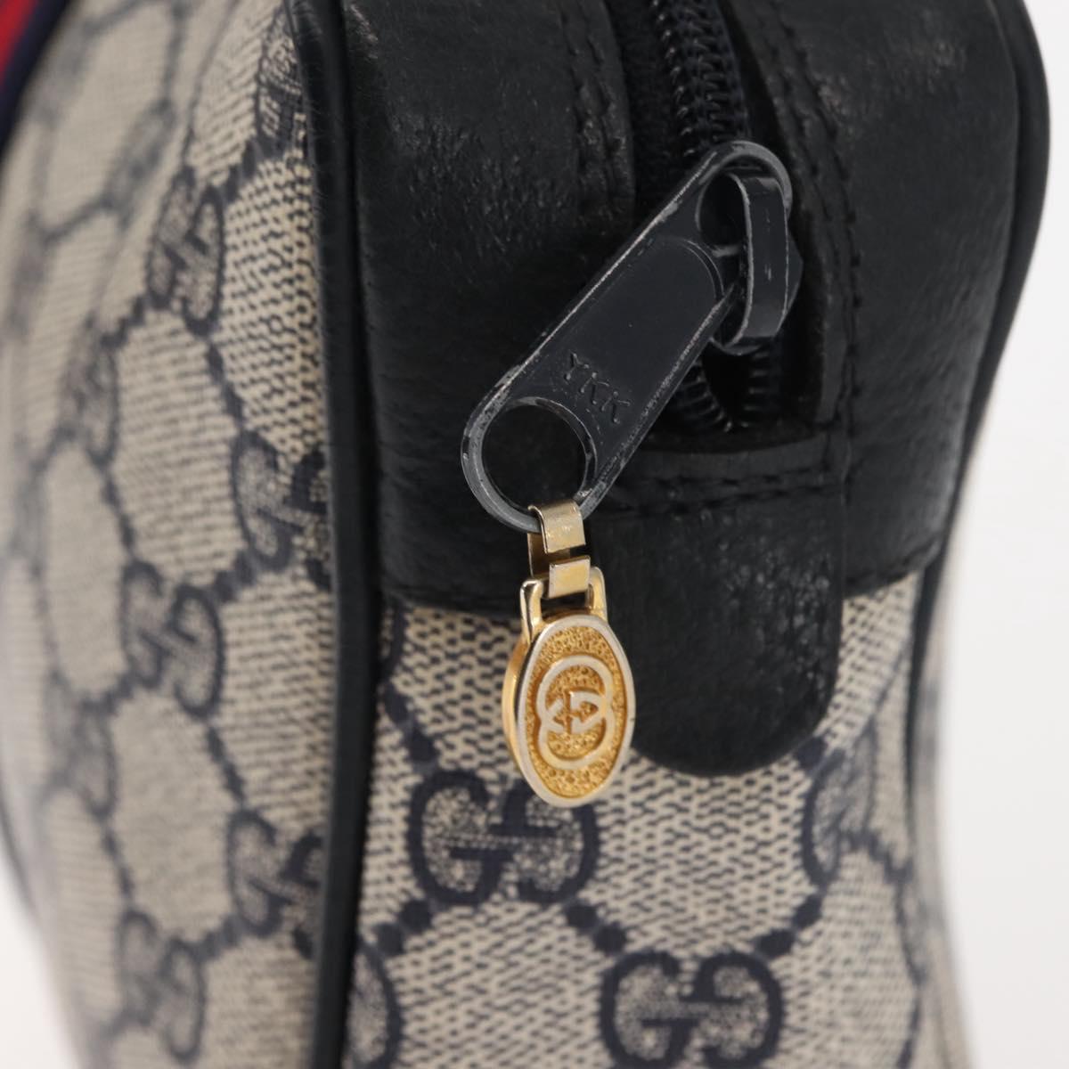 GUCCI GG Supreme Sherry Line Clutch Bag Red Navy 63 01 012 Auth fm4879