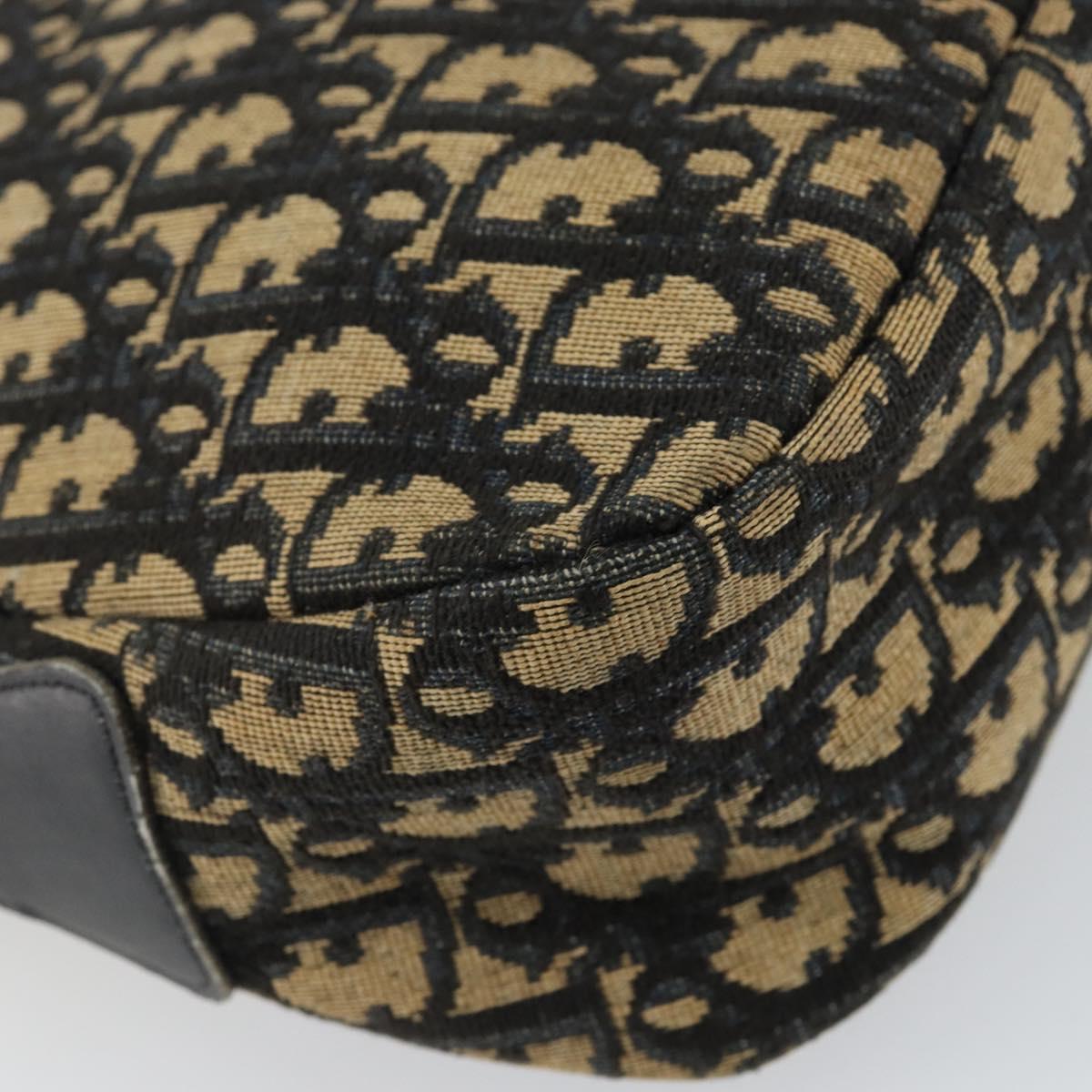 Christian Dior Trotter Canvas Shoulder Bag Navy Gold Auth fm4881