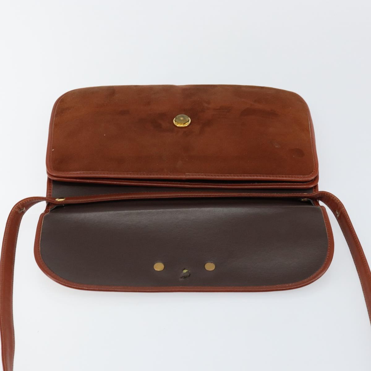 Christian Dior Shoulder Bag Suede Brown Gold Auth fm4882