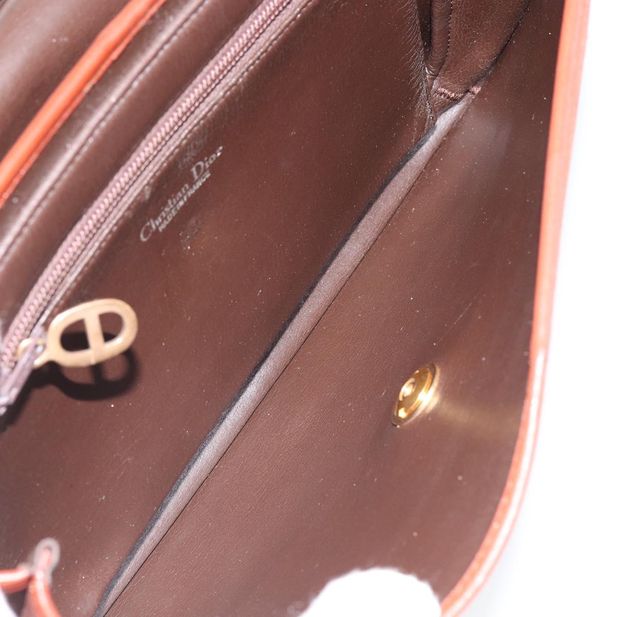 Christian Dior Shoulder Bag Suede Brown Gold Auth fm4882