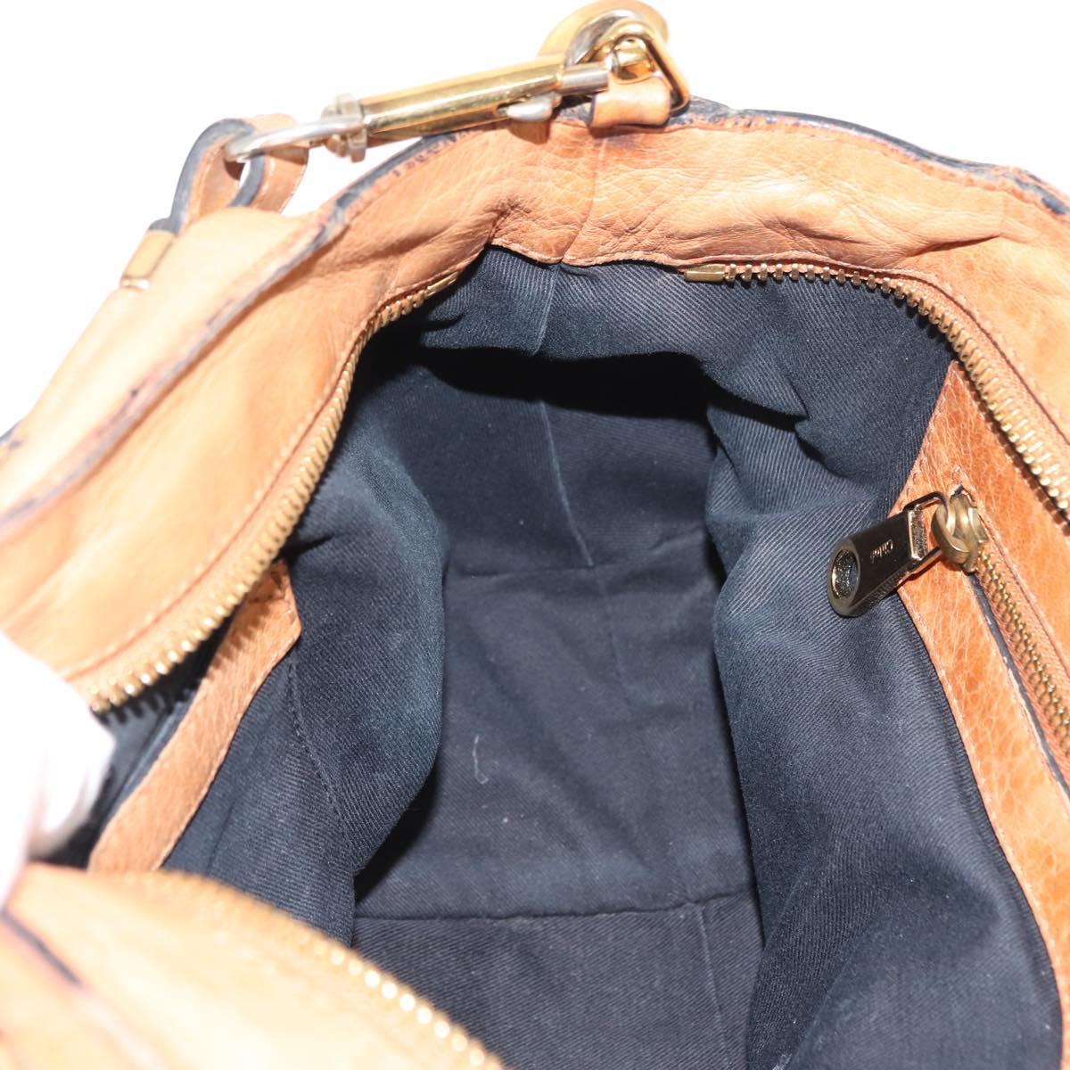 Chloe Etel Hand Bag Leather 2way Beige Gold Auth fm4883