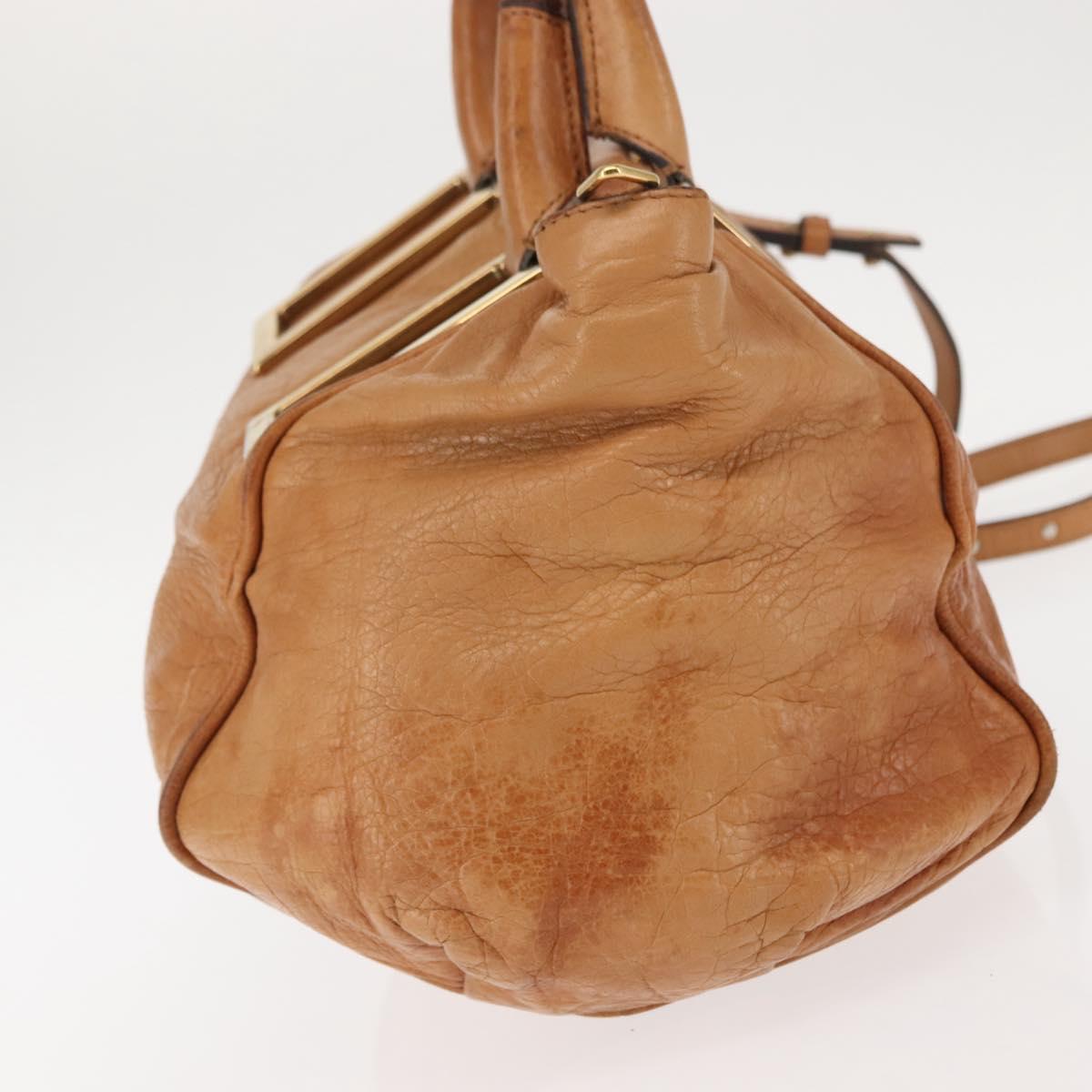 Chloe Etel Hand Bag Leather 2way Beige Gold Auth fm4883