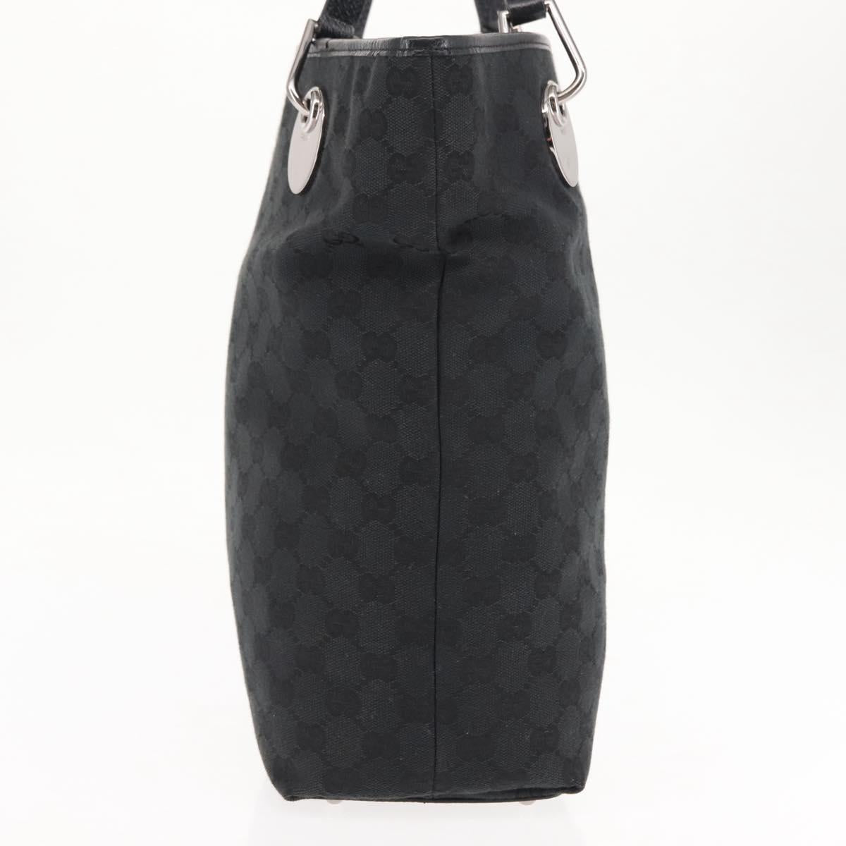 GUCCI GG Canvas Tote Bag Black Gold 120836 Auth fm4884