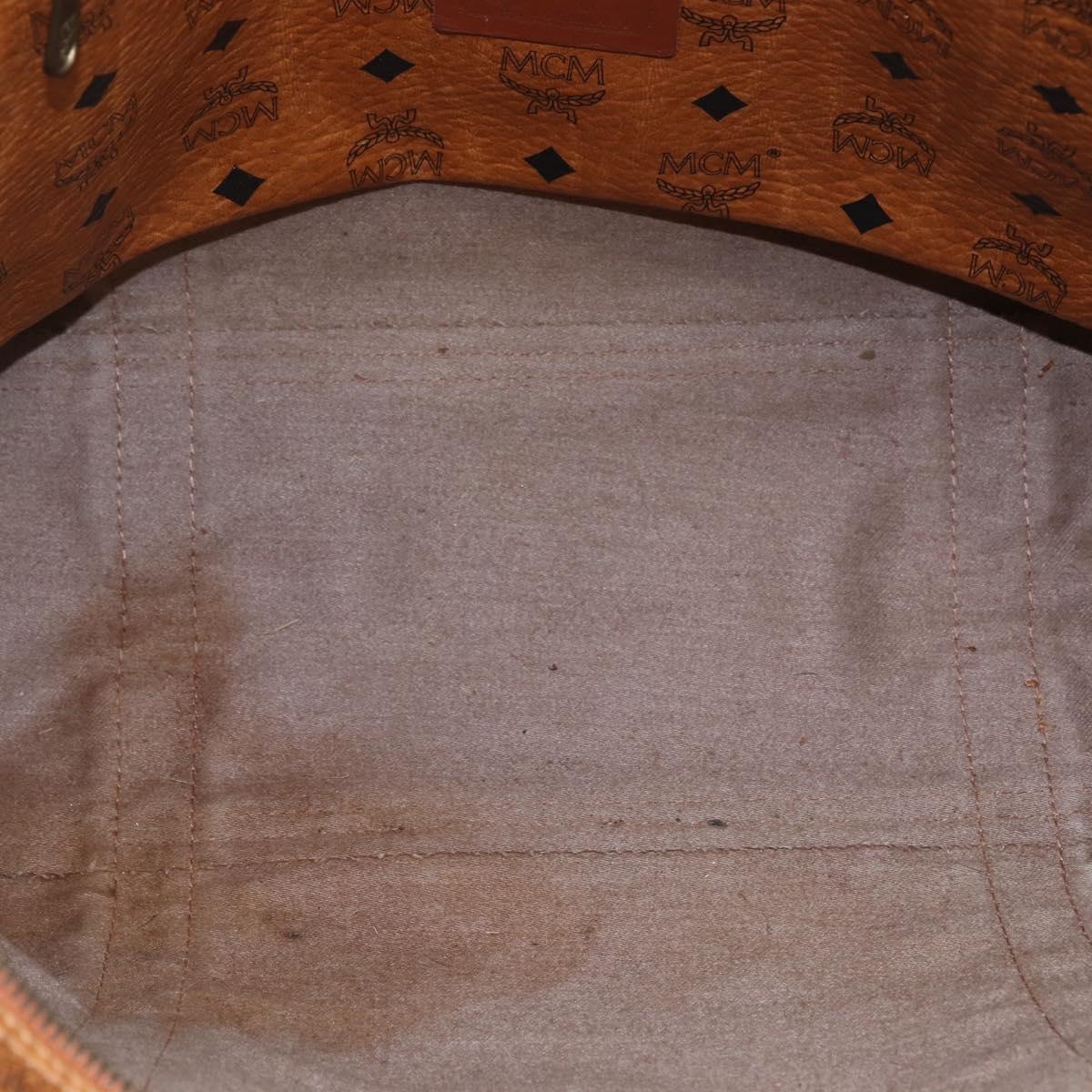 MCM Logogram Vicetos Tote Bag PVC Leather Brown Gold Auth fm4885