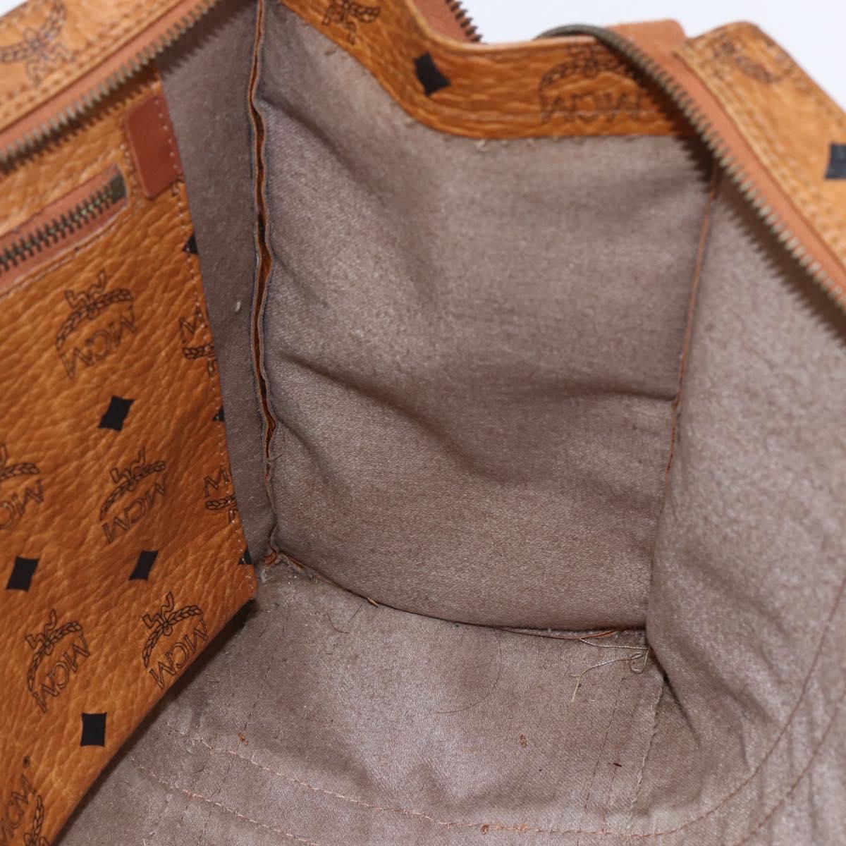 MCM Logogram Vicetos Tote Bag PVC Leather Brown Gold Auth fm4885