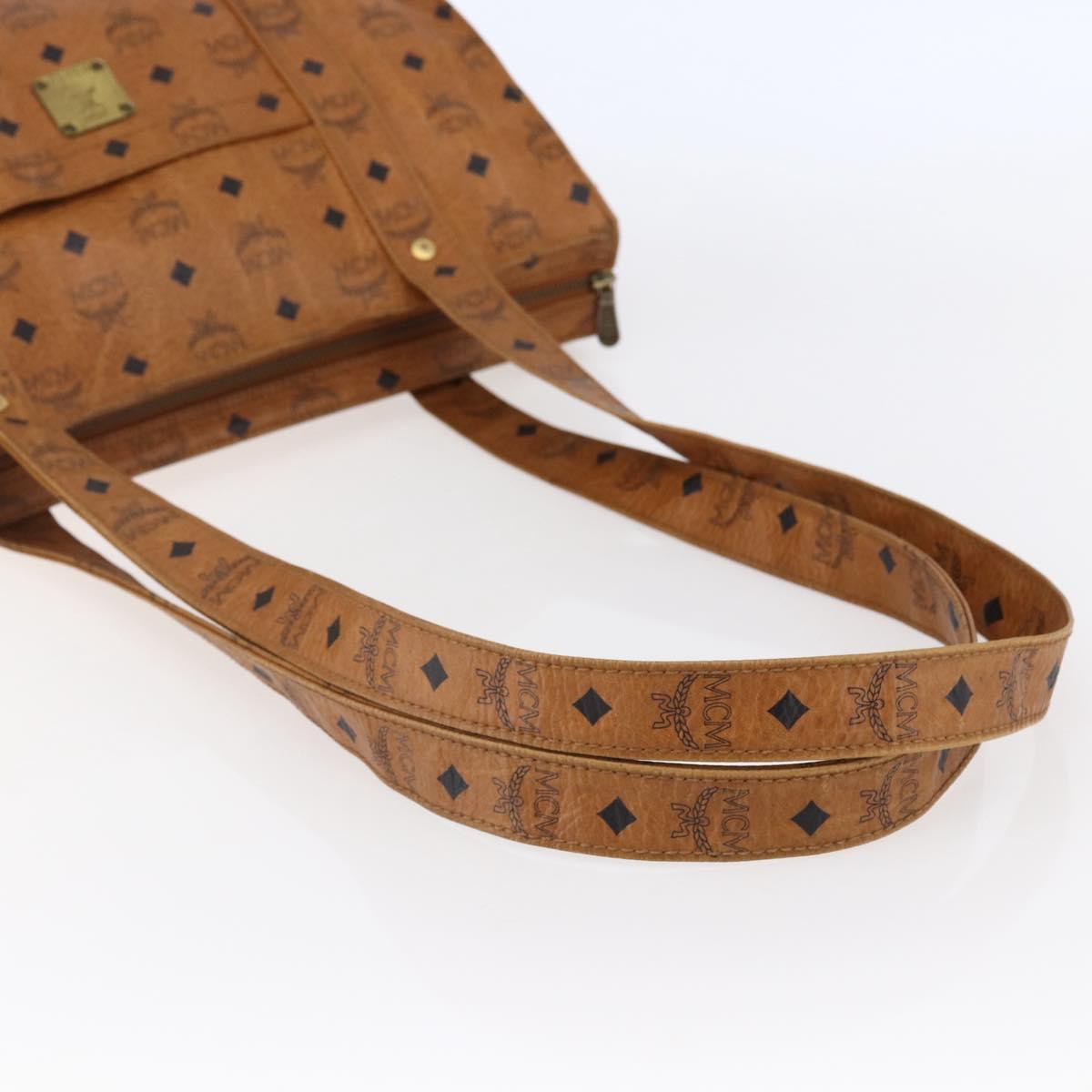 MCM Logogram Vicetos Tote Bag PVC Leather Brown Gold Auth fm4885