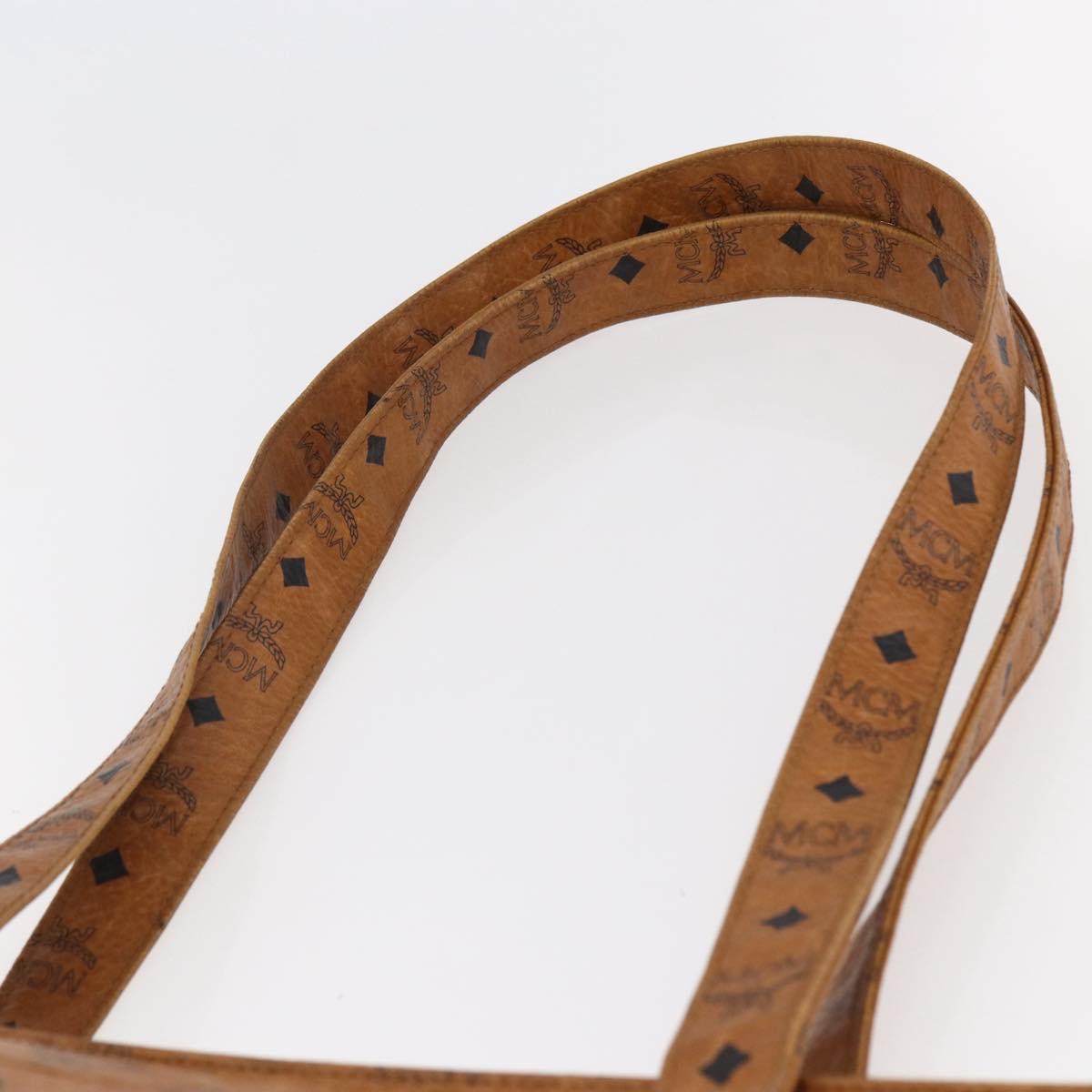 MCM Logogram Vicetos Tote Bag PVC Leather Brown Gold Auth fm4885