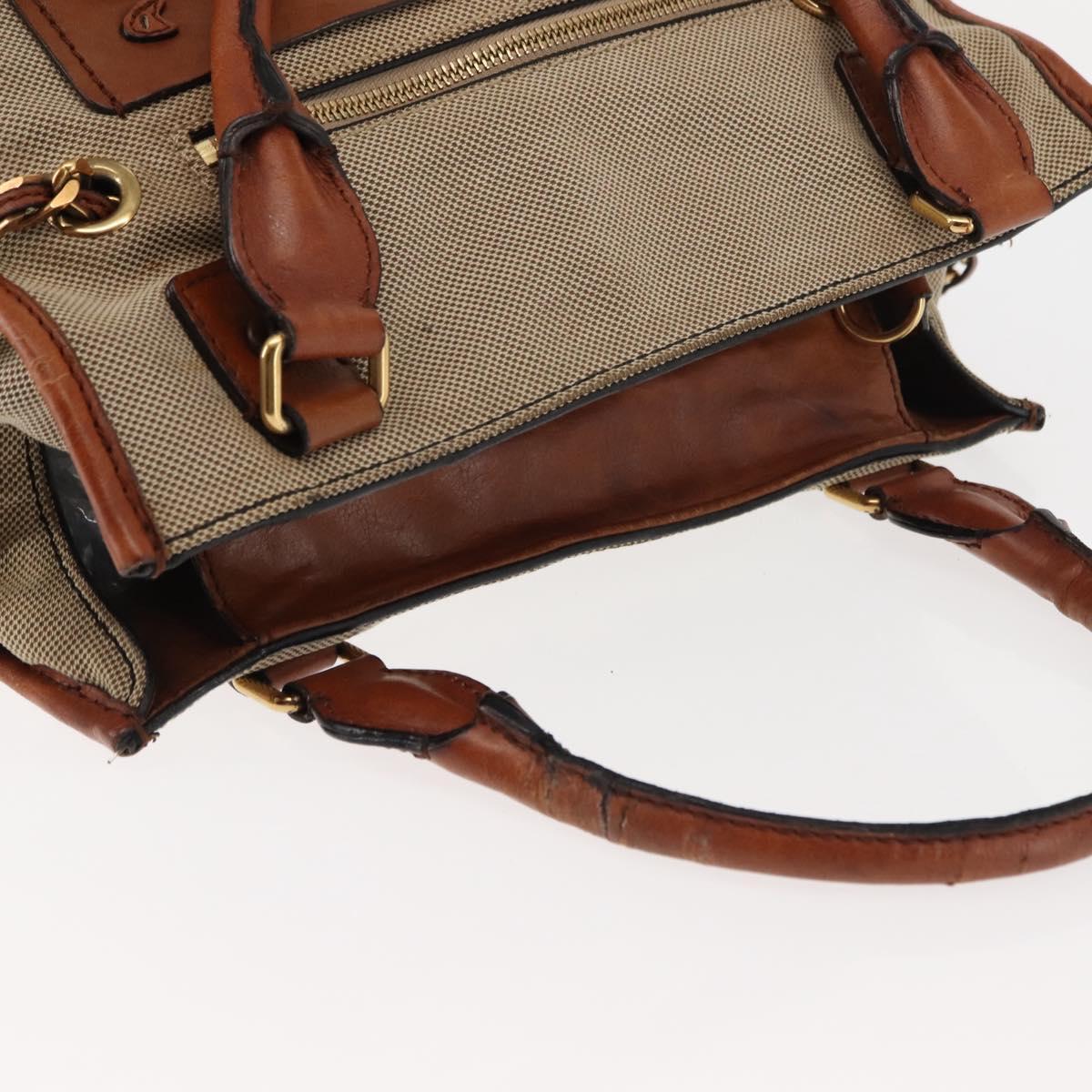 Chloe Harley Tote Bag Canvas Leather Beige Gold Auth fm4886