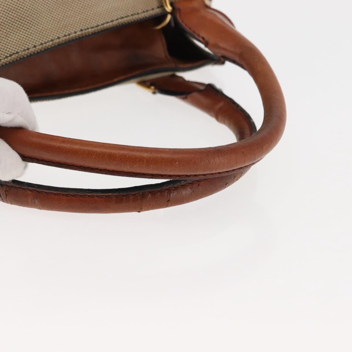 Chloe Harley Tote Bag Canvas Leather Beige Gold Auth fm4886