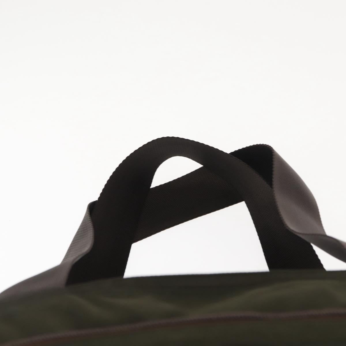 PRADA Tote Bag Nylon Khaki Silver Auth fm4887