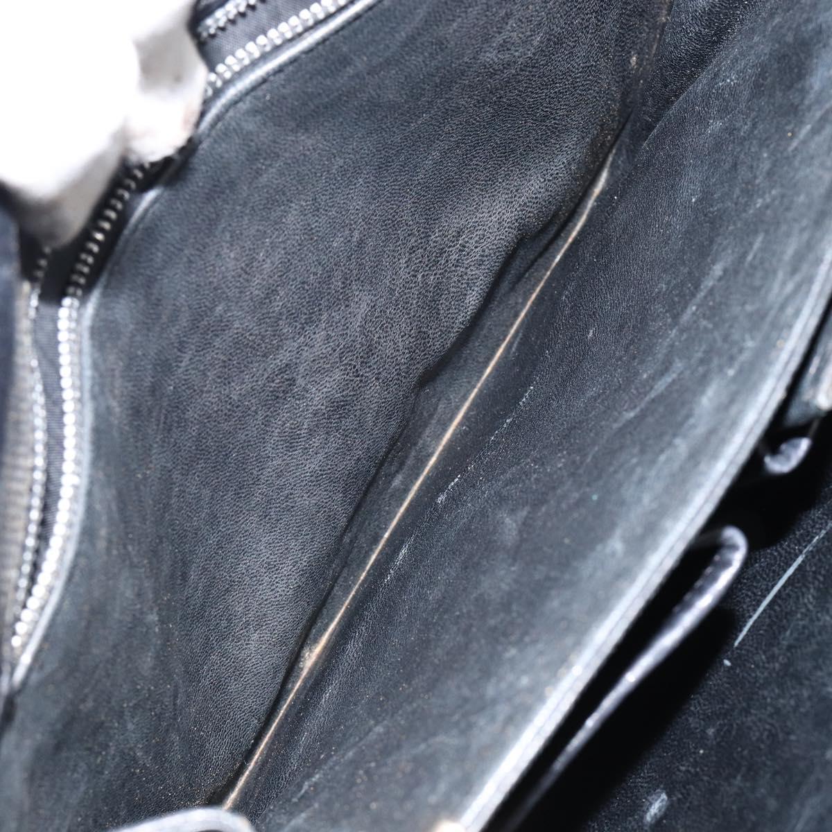 CELINE Horse Carriage Shoulder Bag Leather Black Gold Auth fm4892