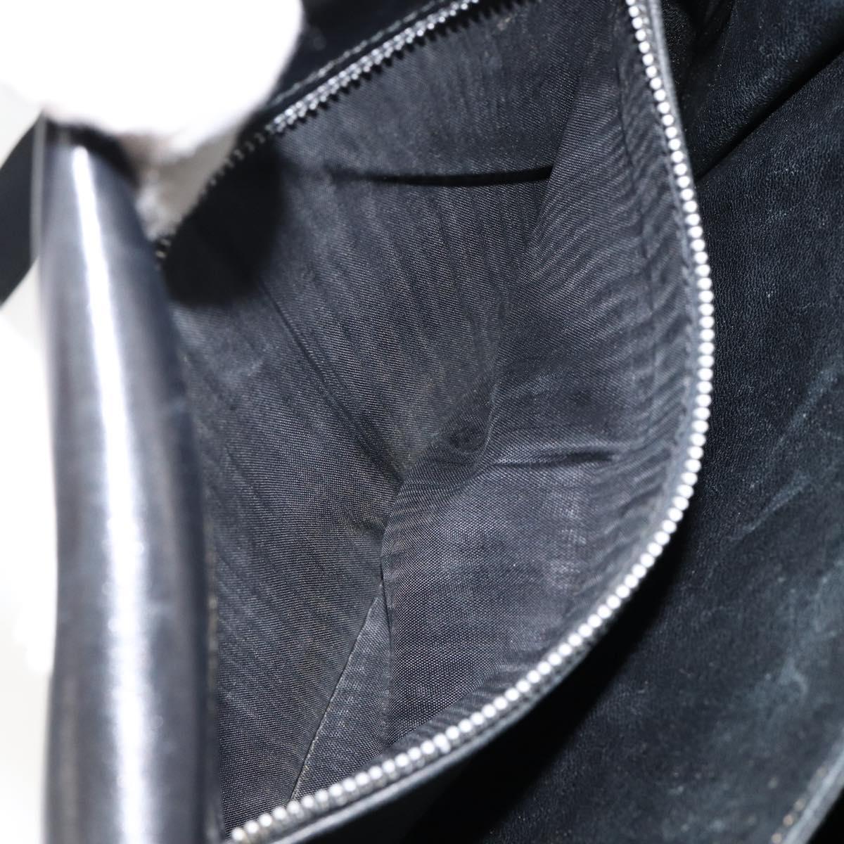 CELINE Horse Carriage Shoulder Bag Leather Black Gold Auth fm4892