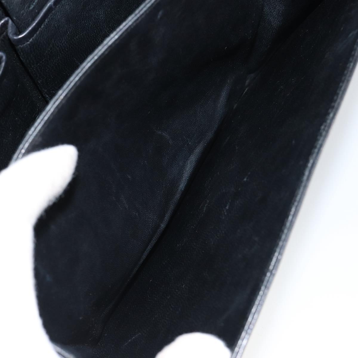 CELINE Horse Carriage Shoulder Bag Leather Black Gold Auth fm4892