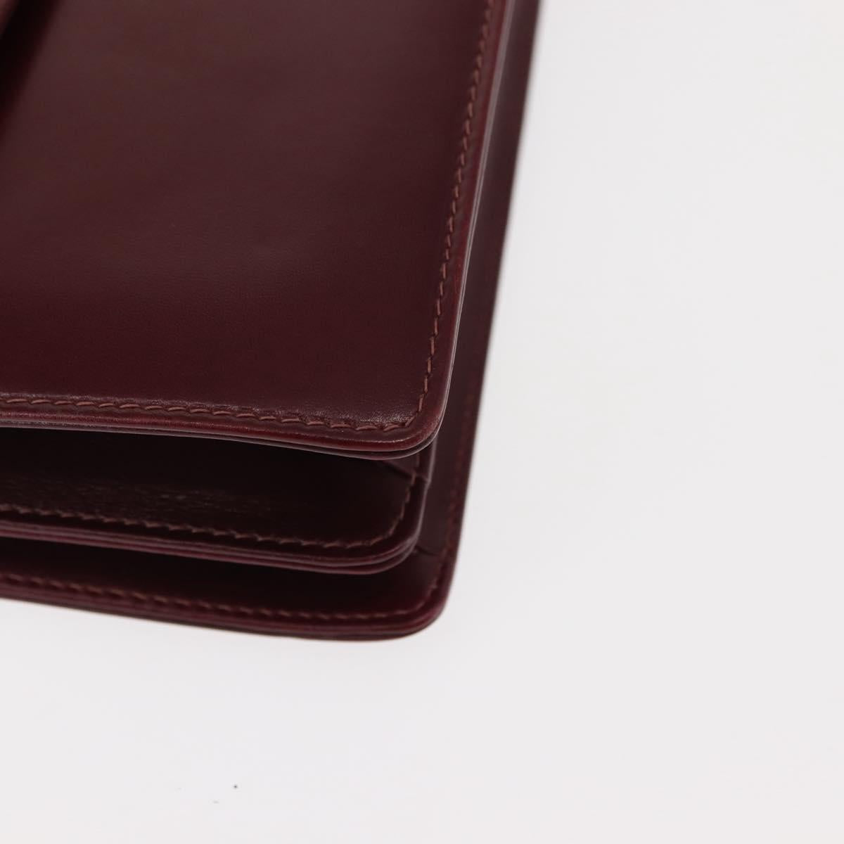 GUCCI Chain Shoulder Bag Leather Bordeaux Gold Auth fm4893