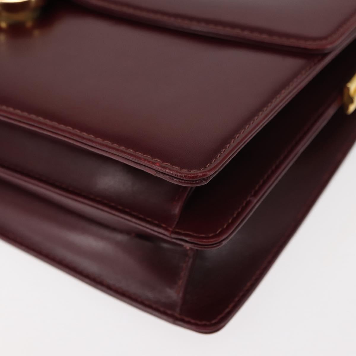 GUCCI Chain Shoulder Bag Leather Bordeaux Gold Auth fm4893