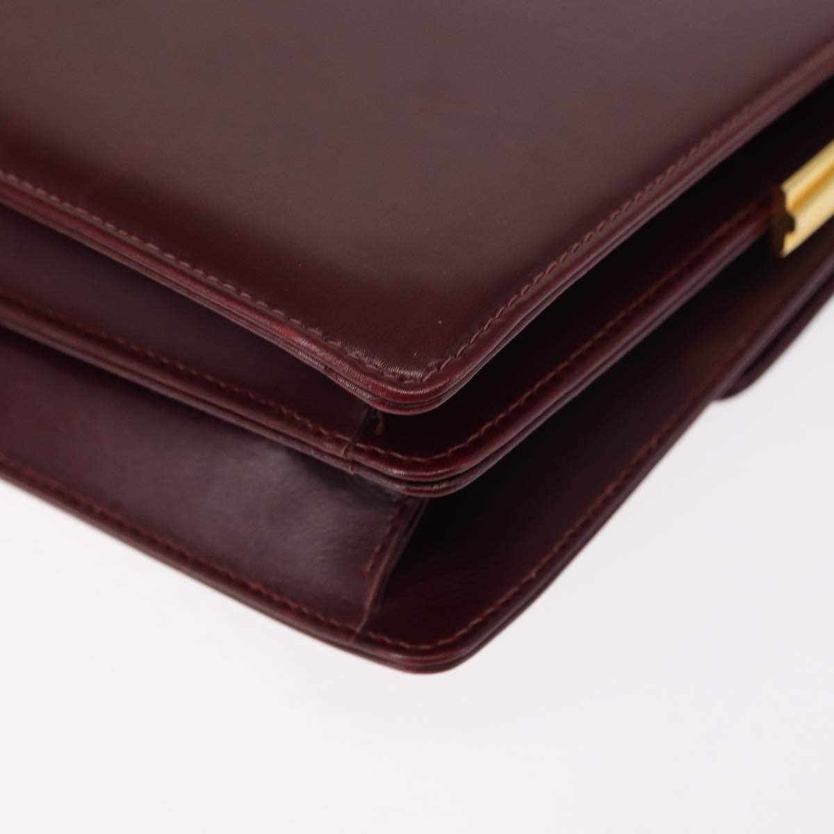 GUCCI Chain Shoulder Bag Leather Bordeaux Gold Auth fm4893