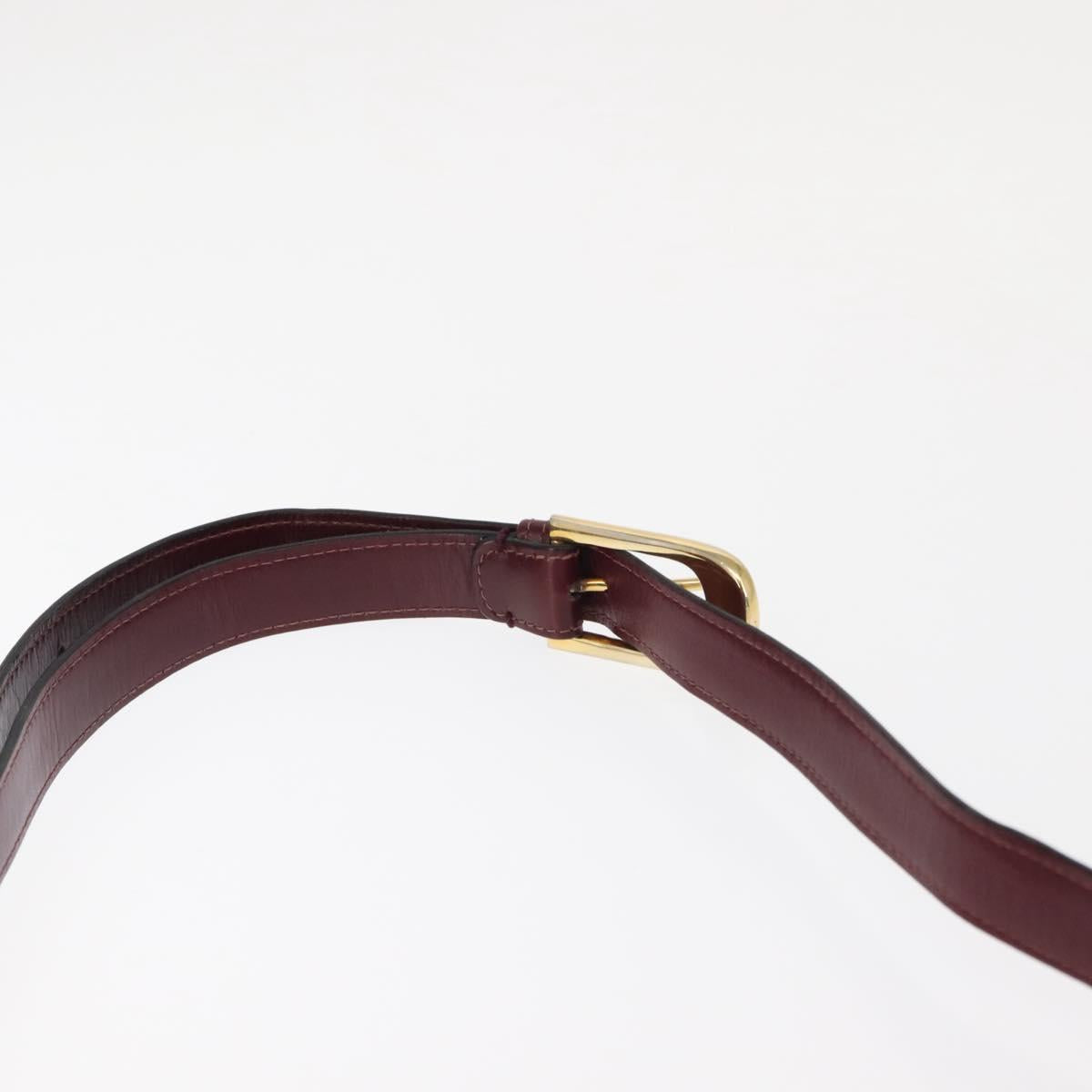 GUCCI Chain Shoulder Bag Leather Bordeaux Gold Auth fm4893