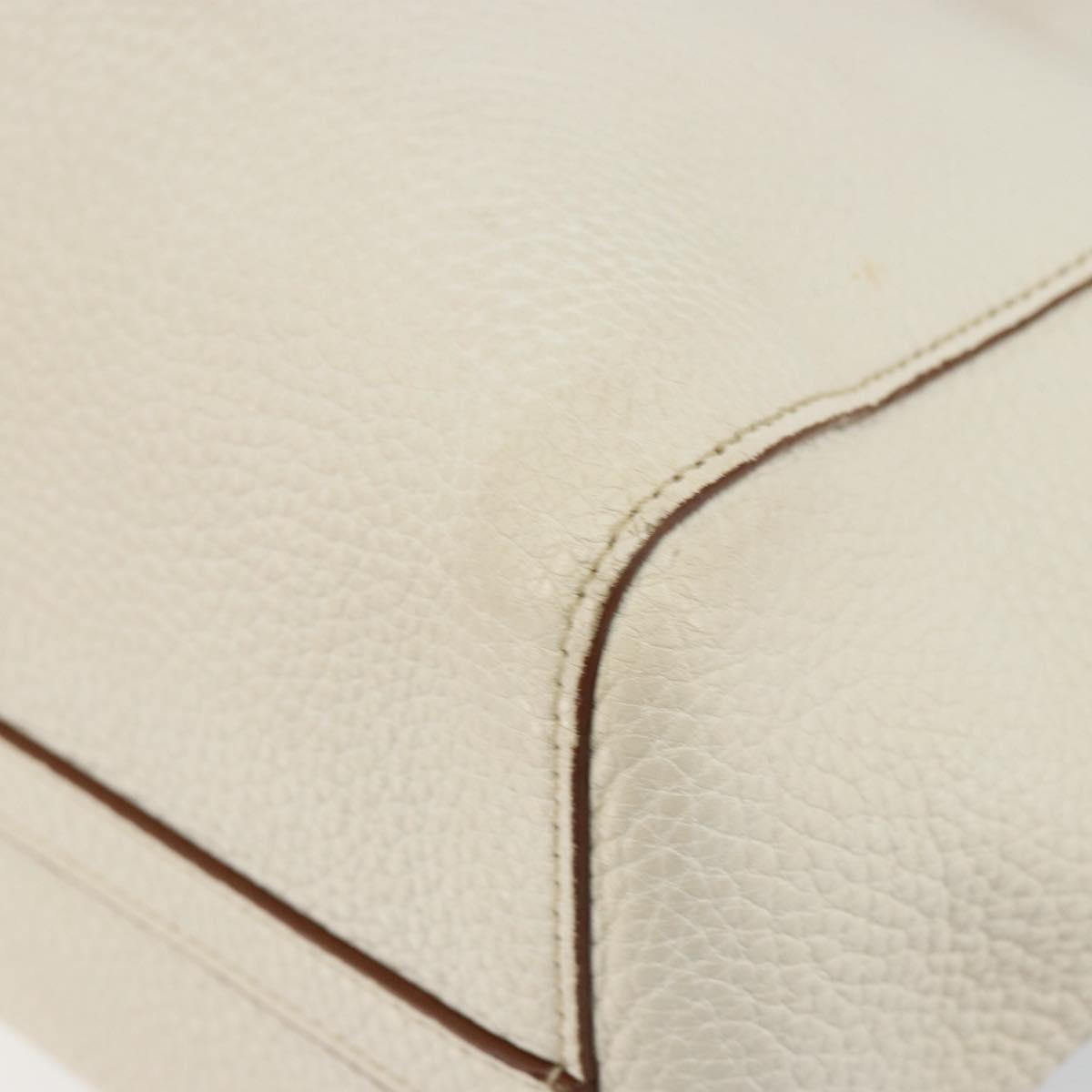 PRADA Tote Bag Leather White Gold Auth fm4895