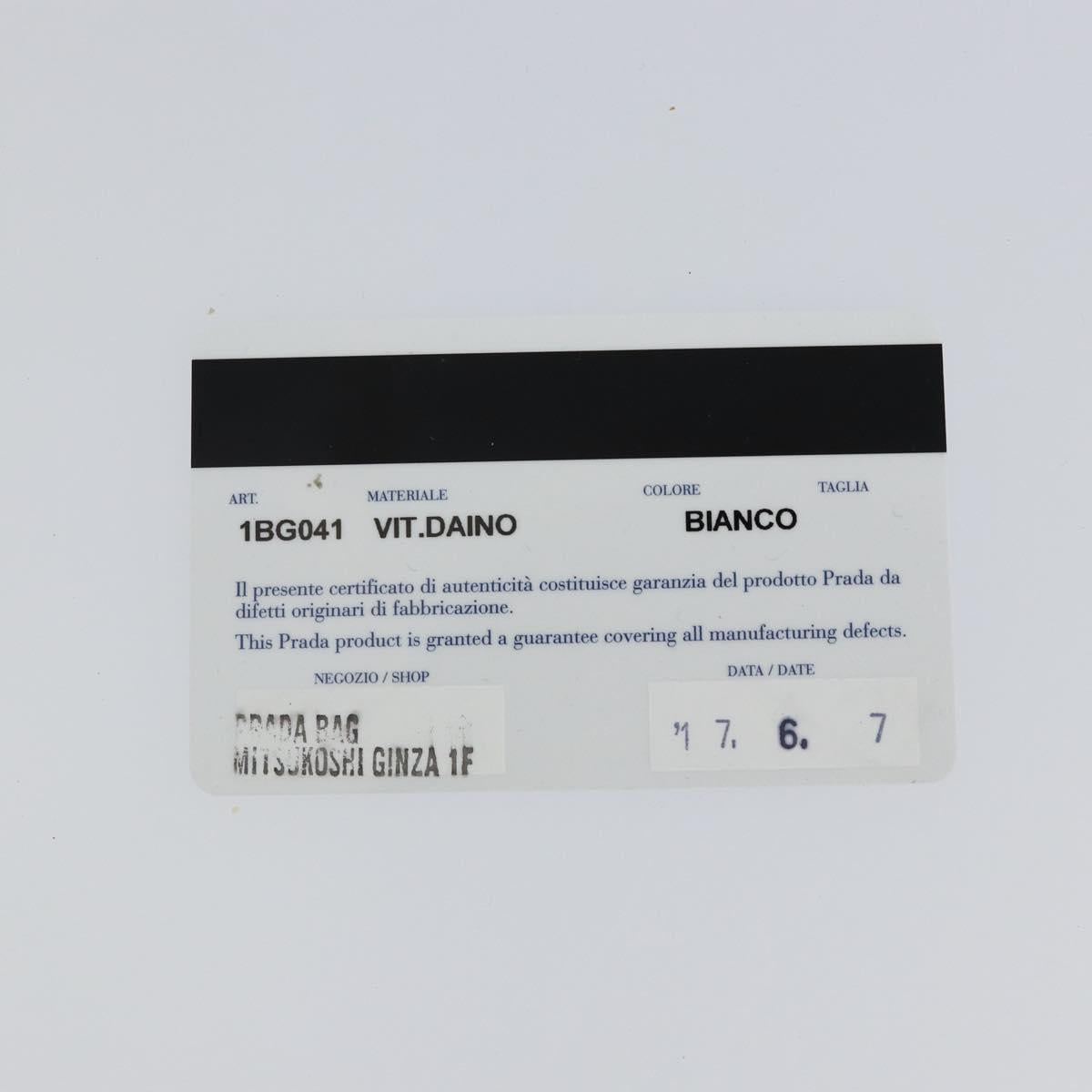 PRADA Tote Bag Leather White Gold Auth fm4895