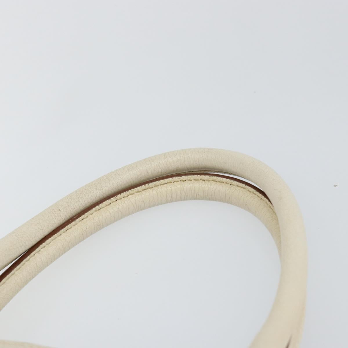 PRADA Tote Bag Leather White Gold Auth fm4895