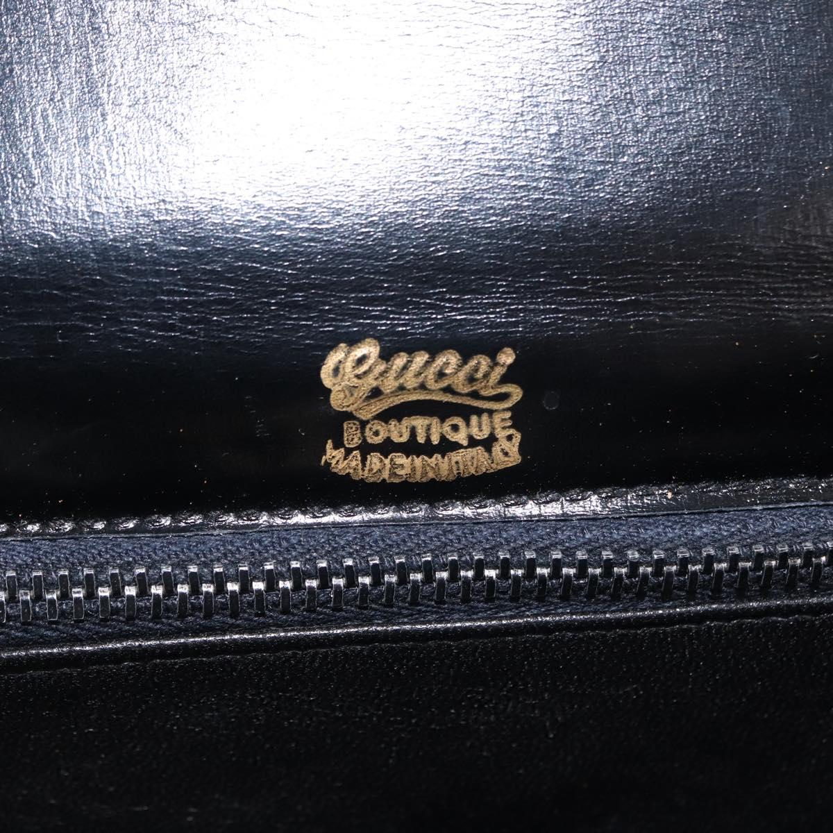 GUCCI Shoulder Bag Leather Black Gold Auth fm4896