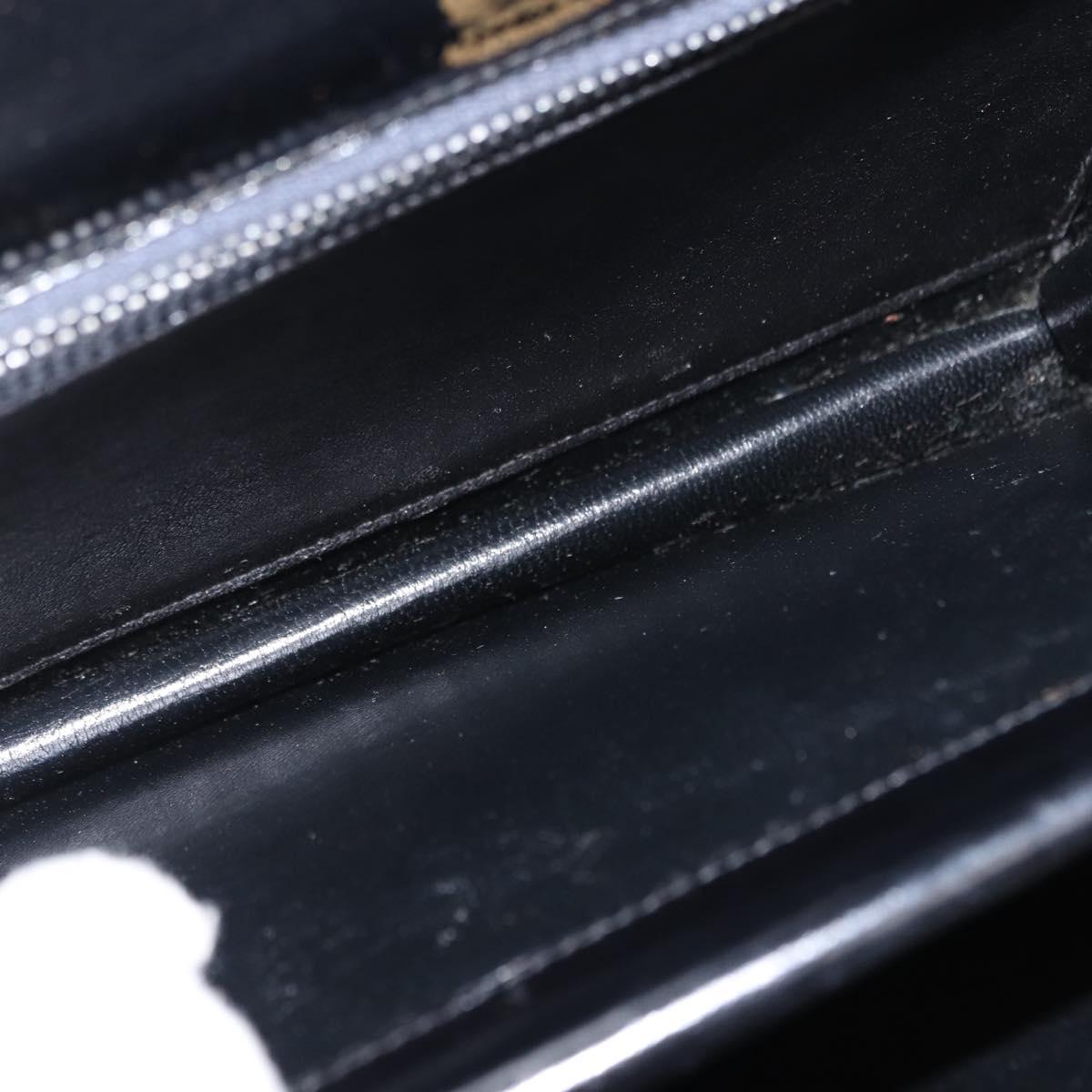 GUCCI Shoulder Bag Leather Black Gold Auth fm4896