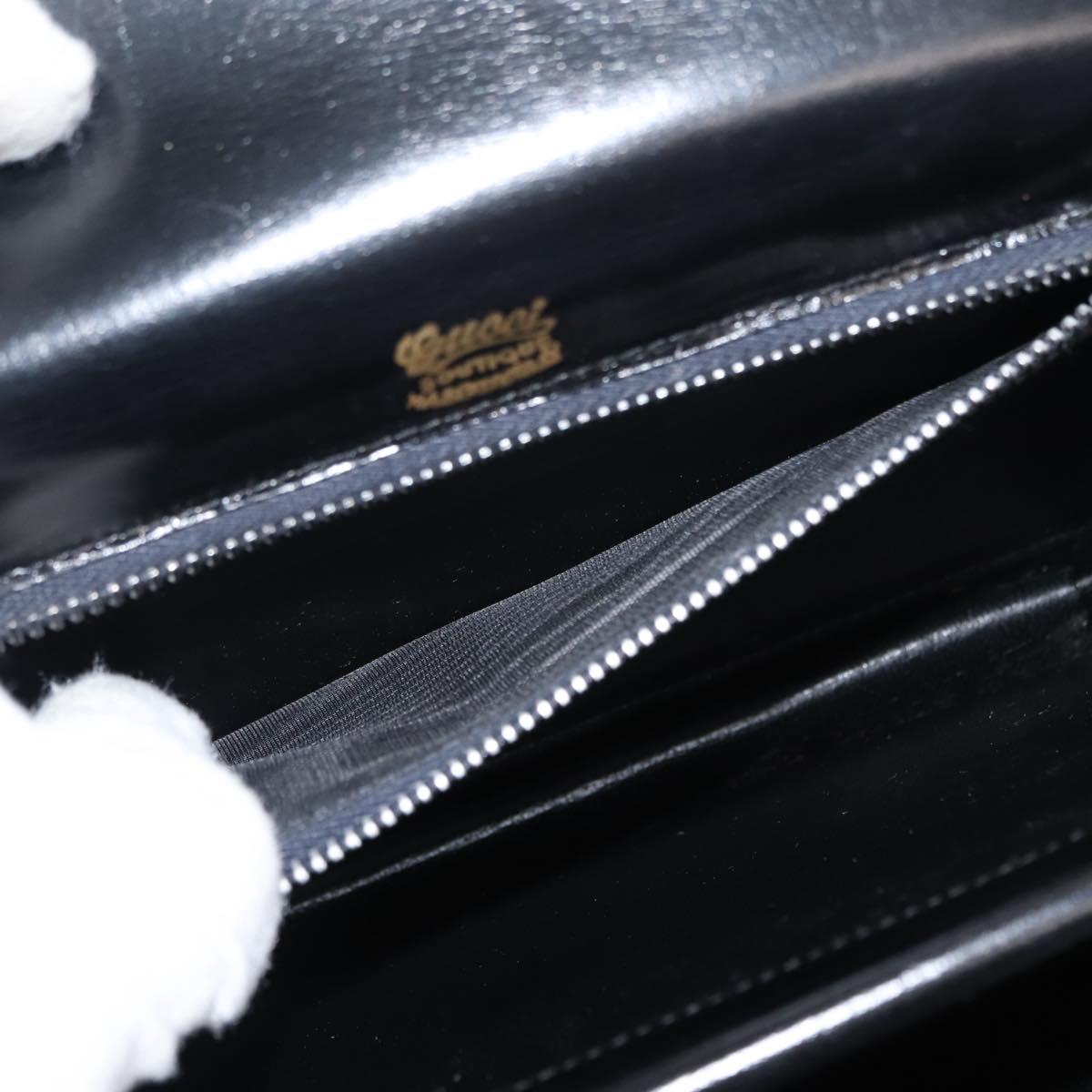 GUCCI Shoulder Bag Leather Black Gold Auth fm4896