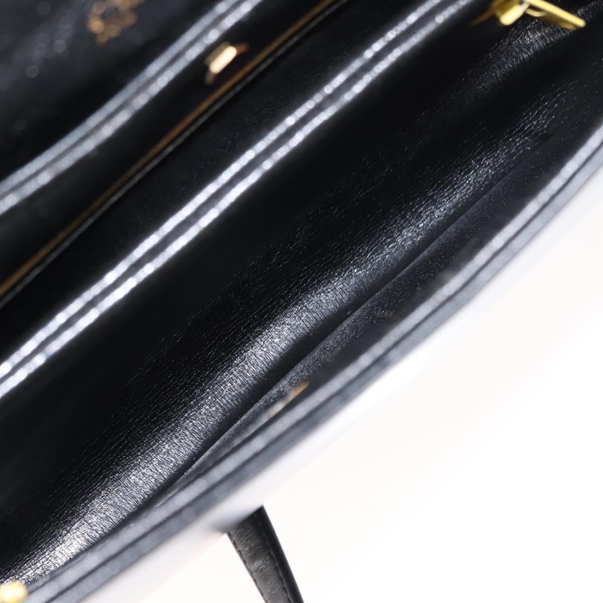 Christian Dior Shoulder Bag Leather Black Gold Auth fm4897