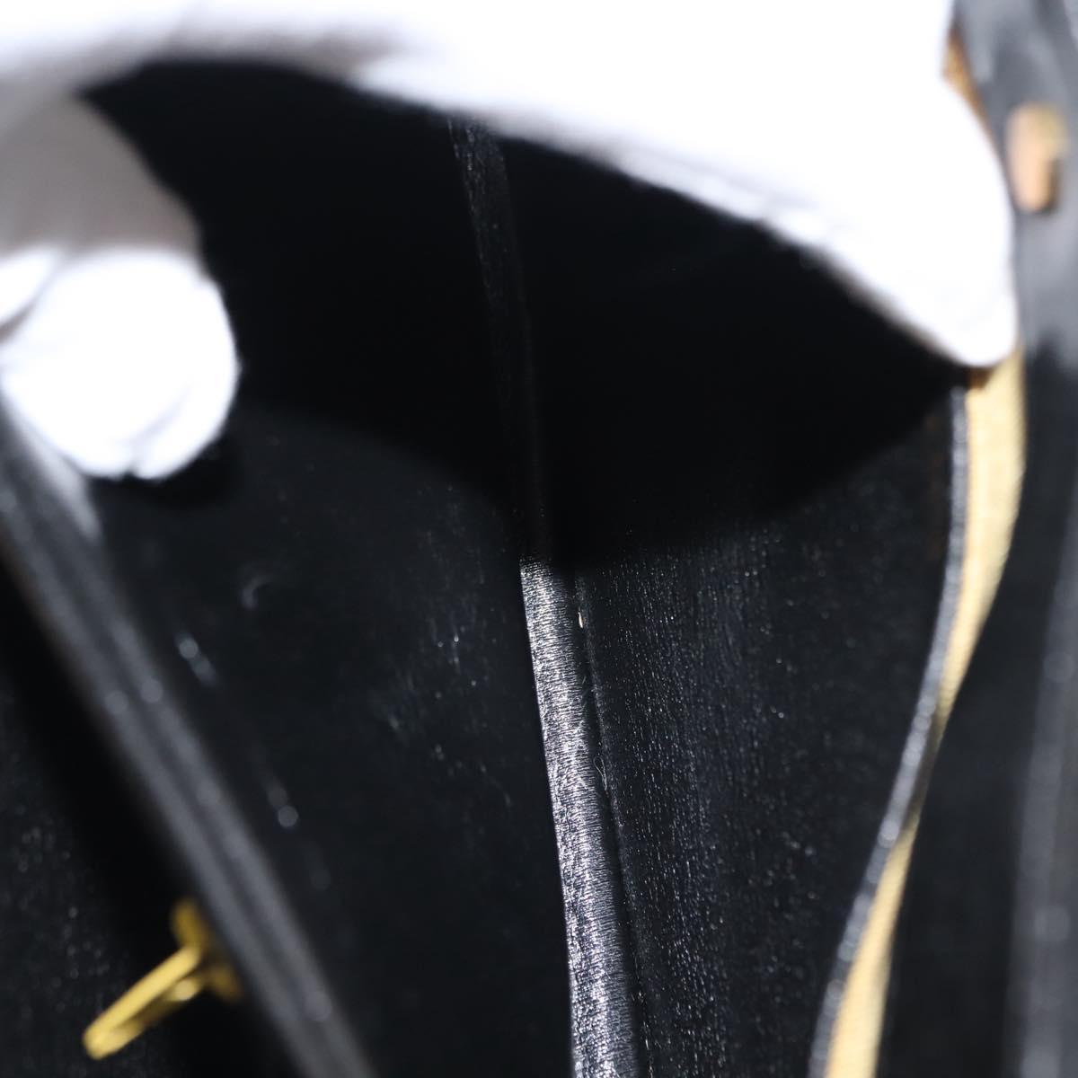 Christian Dior Shoulder Bag Leather Black Gold Auth fm4897