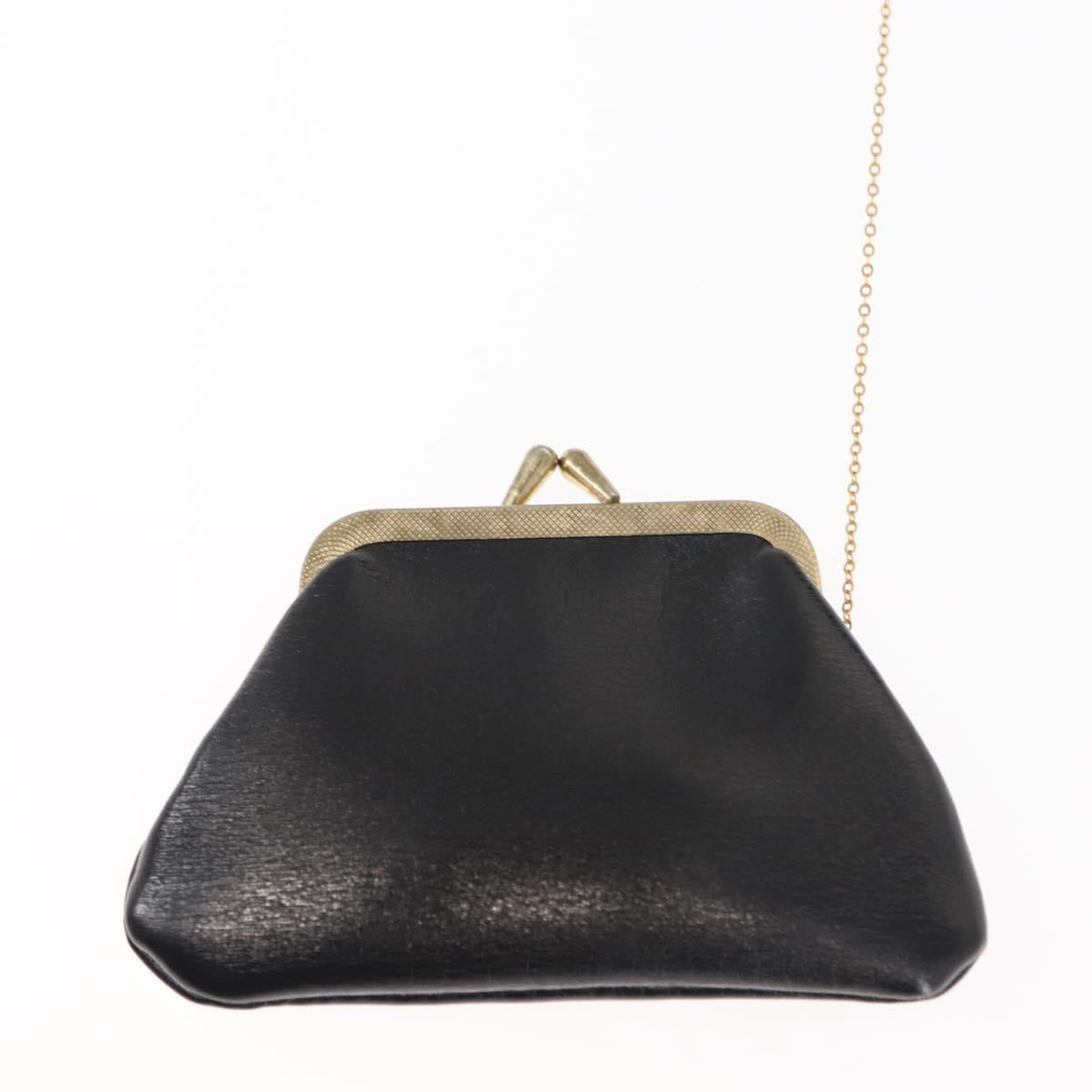 Christian Dior Shoulder Bag Leather Black Gold Auth fm4897