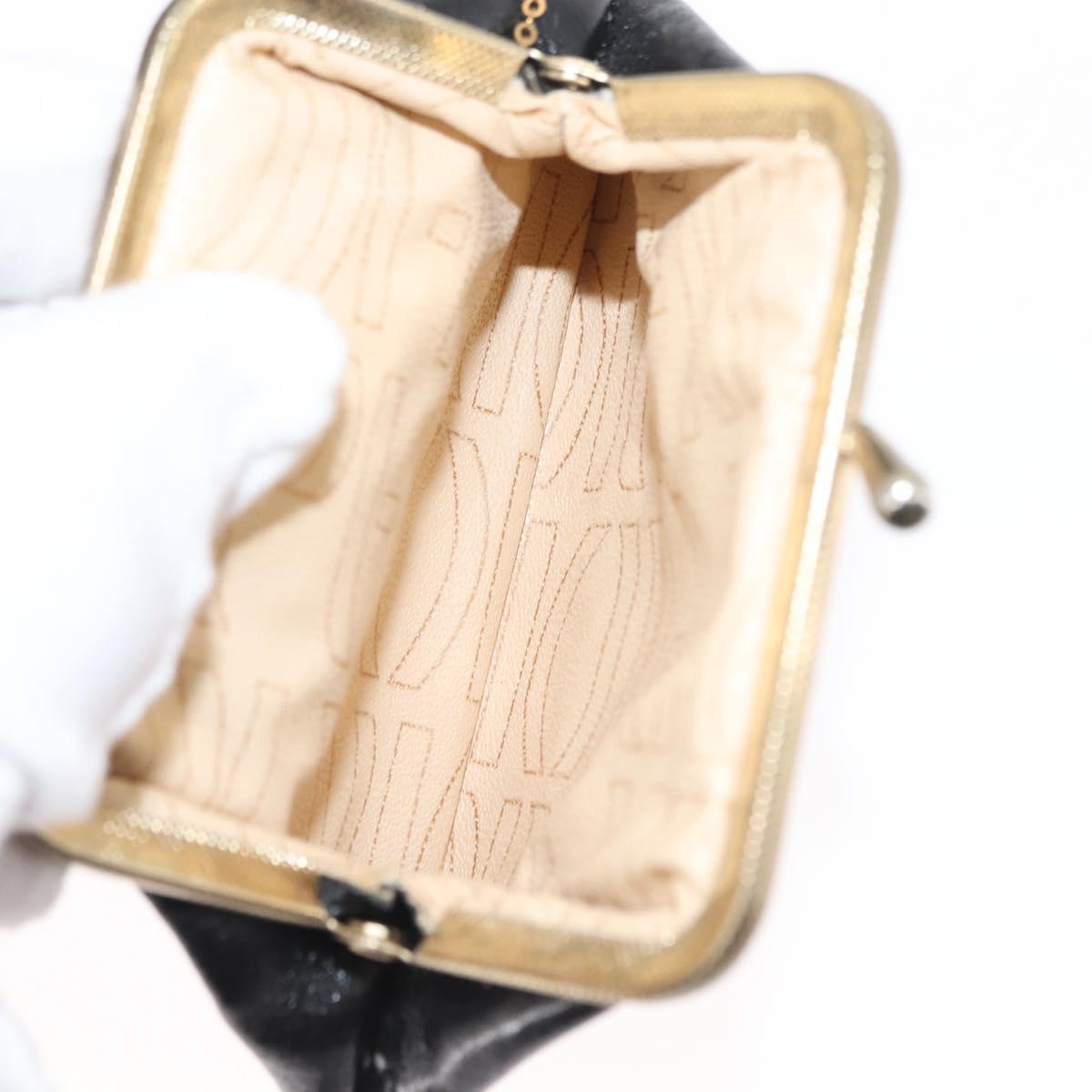 Christian Dior Shoulder Bag Leather Black Gold Auth fm4897