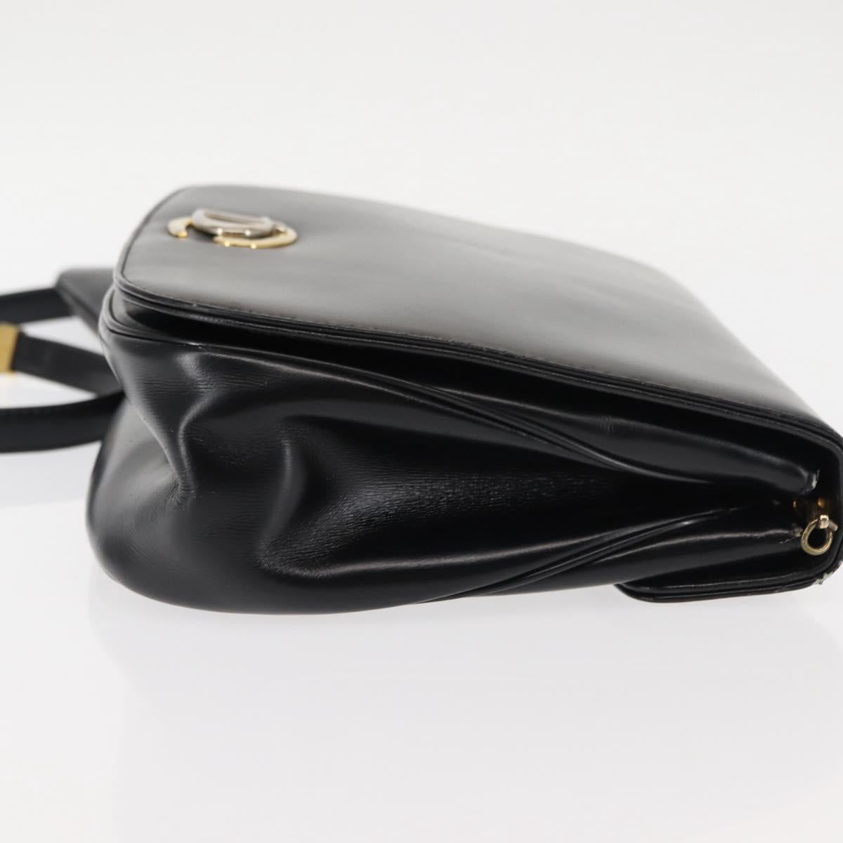 Christian Dior Shoulder Bag Leather Black Gold Auth fm4897