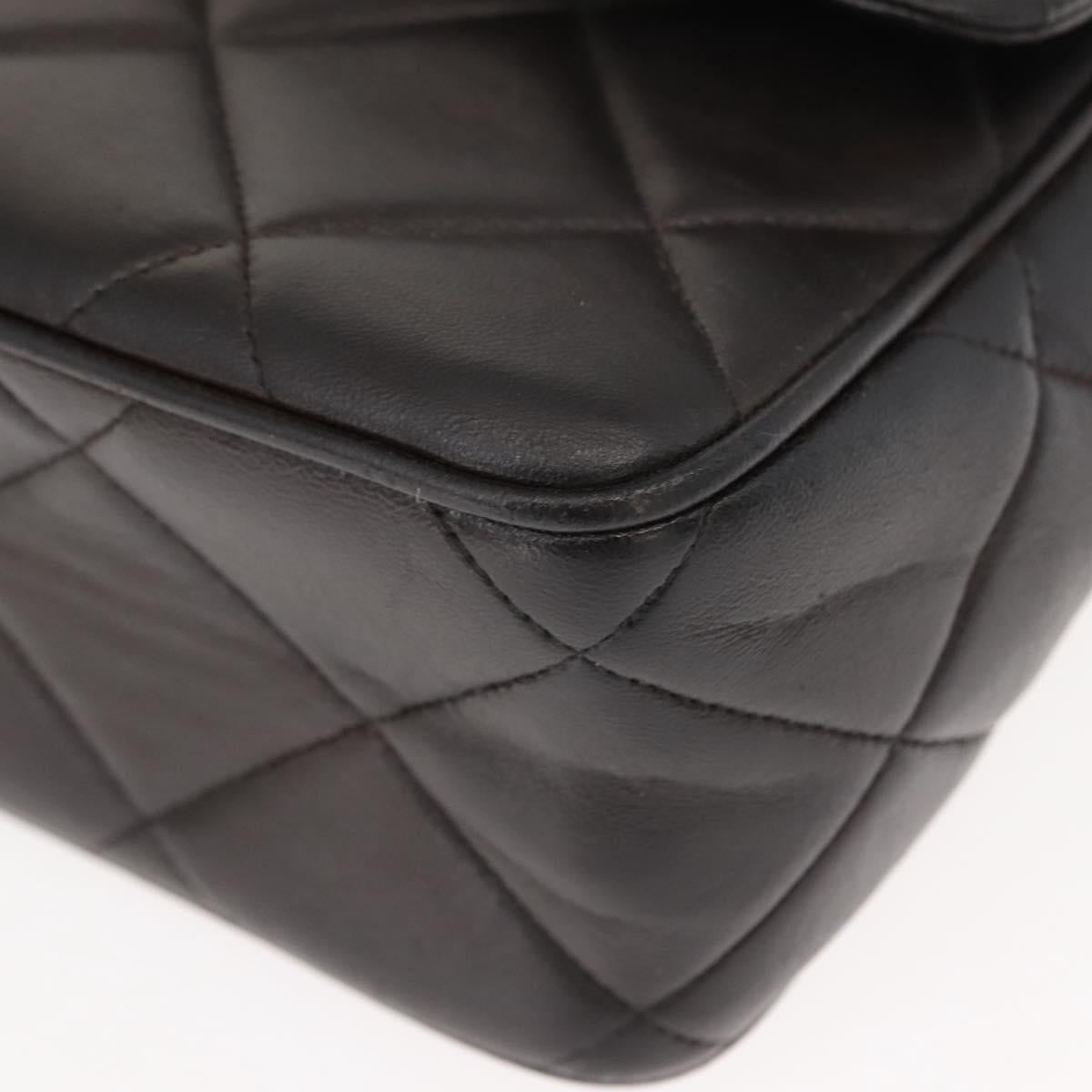 CHANEL Matelasse Shoulder Bag Lamb Skin Dark Brown Gold CC Auth fm4906